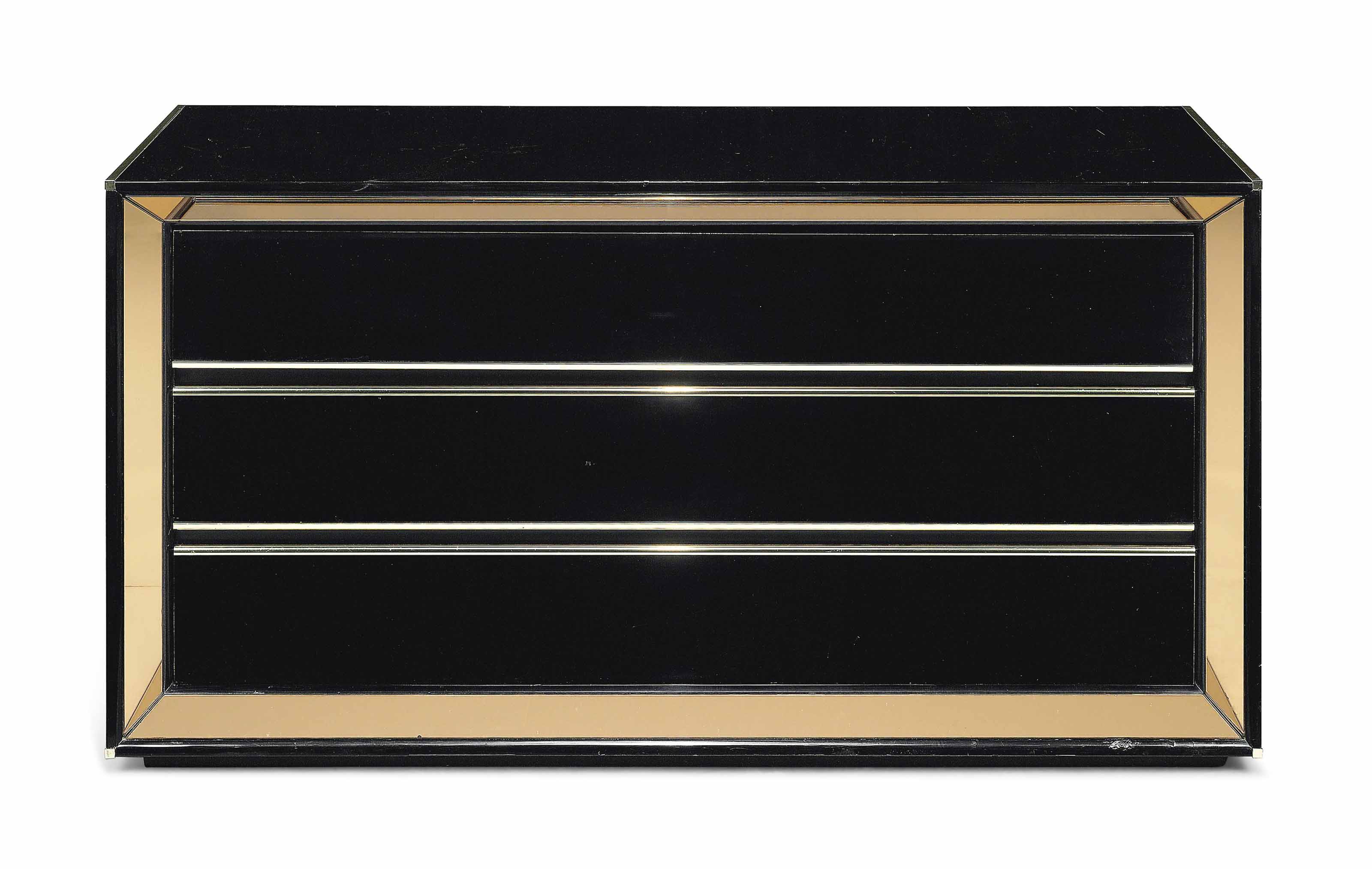 A French Brass Mounted Black Lacquer Commode Circa 1970