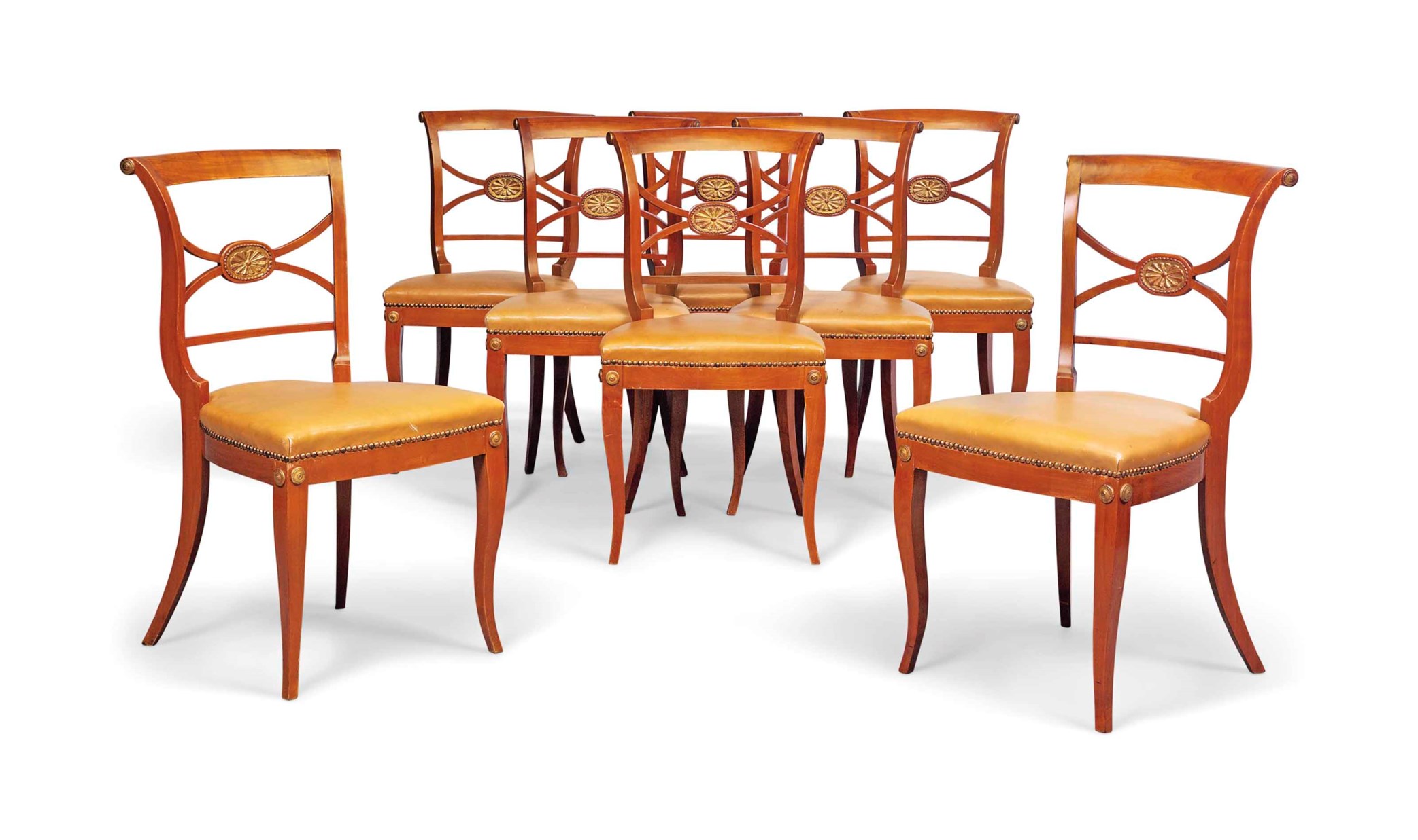 A SET OF EIGHT ITALIAN CHERRY WOOD DININGCHAIRS