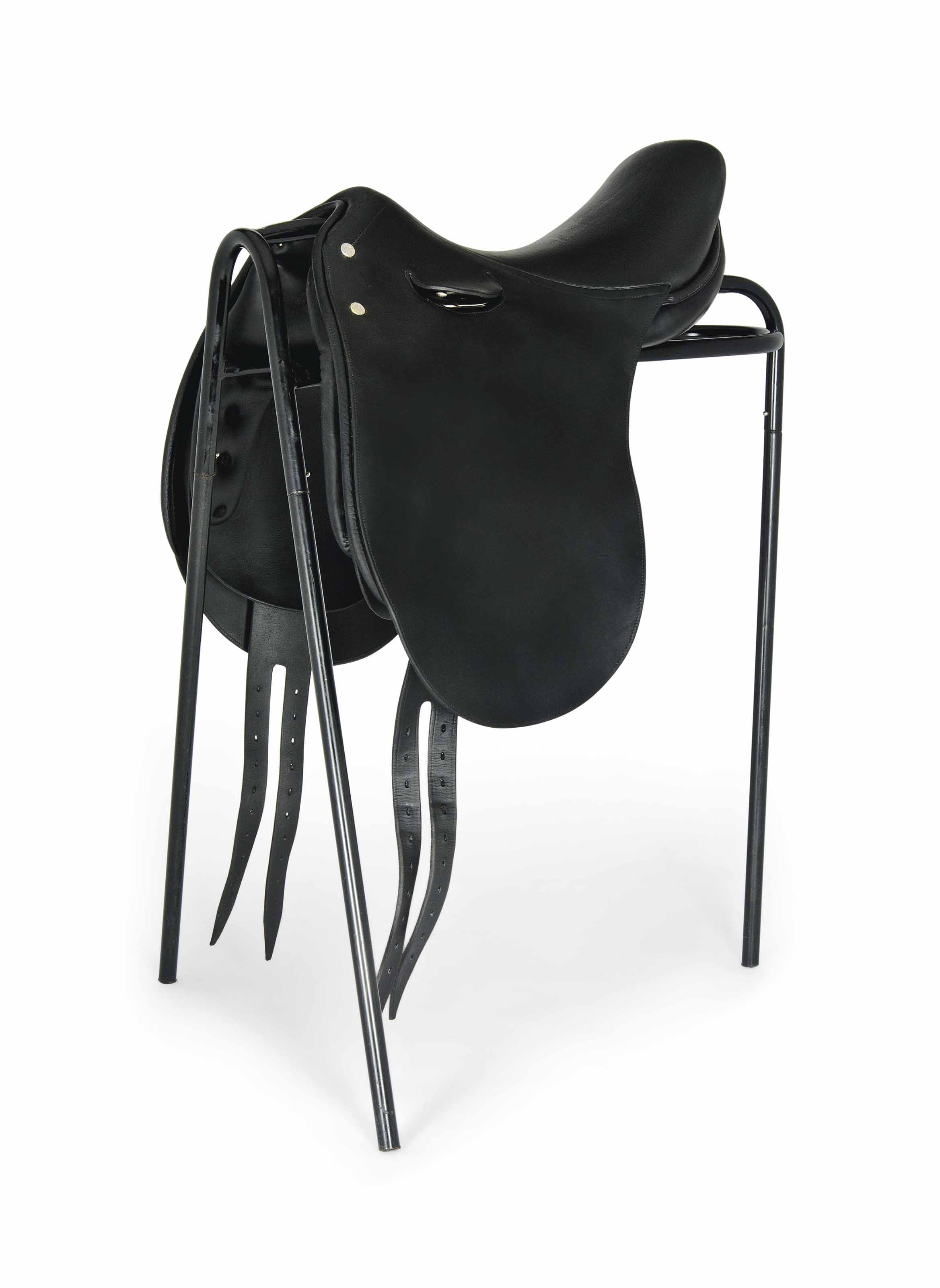 A RARE BLACK LEATHER HERMES 389 DRESSAGE SADDLE , MADE BY HERMES, JUNE