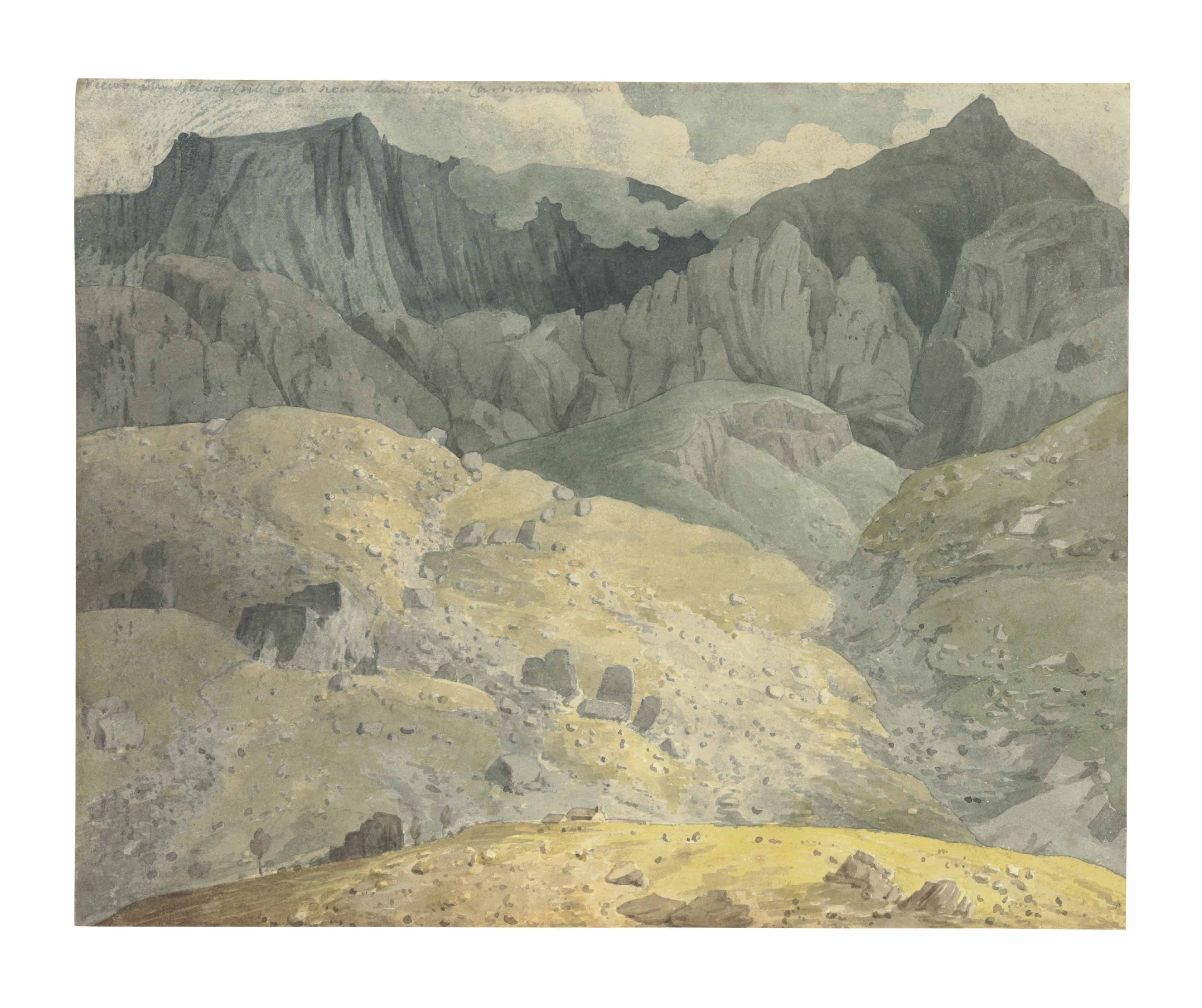 Cornelius Varley London 1781 1873 View Of Mount Snowdon And