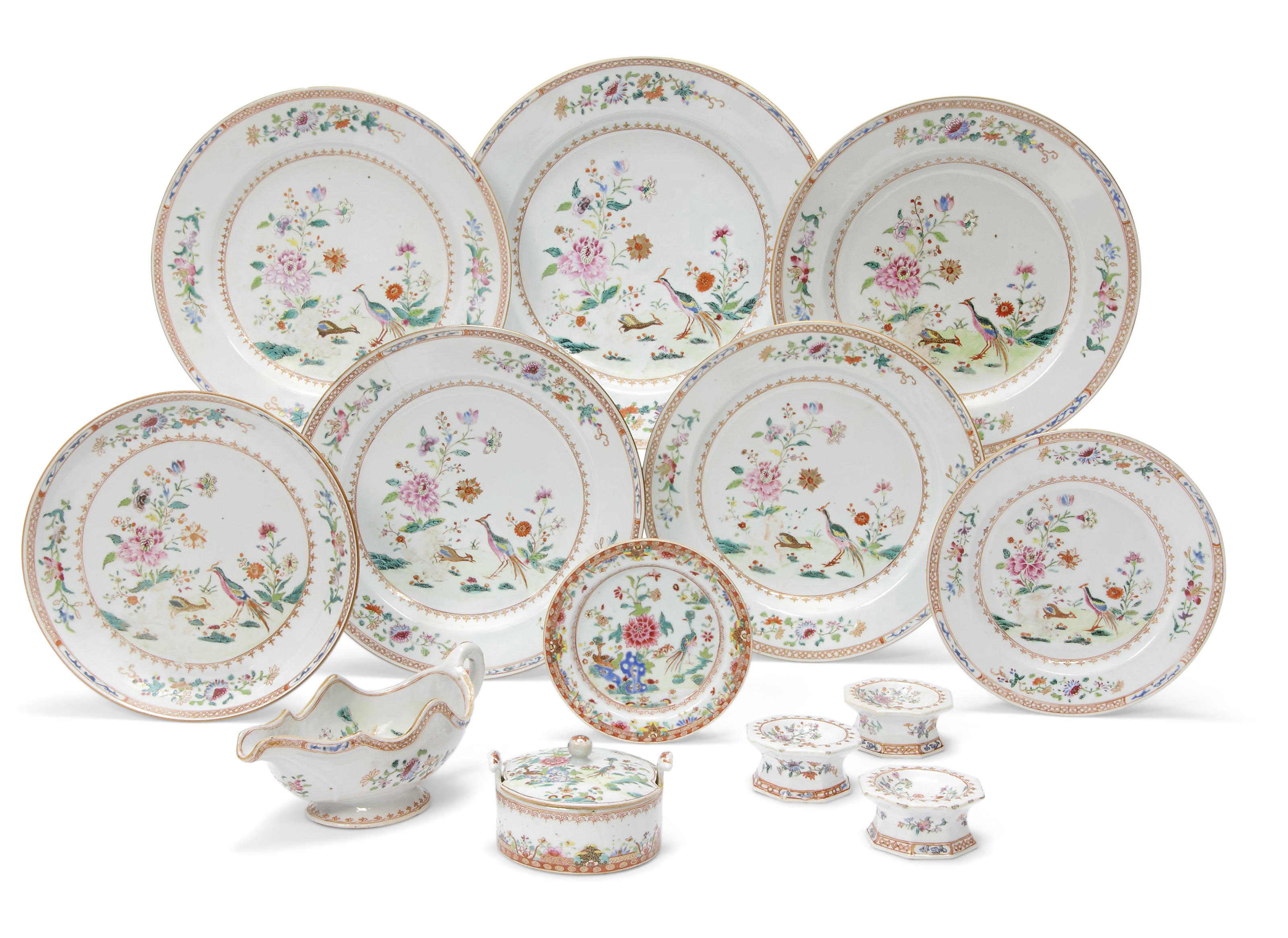 中国 大清乾隆年製 粉彩 花鳥文 皿 C 7821 工芸品