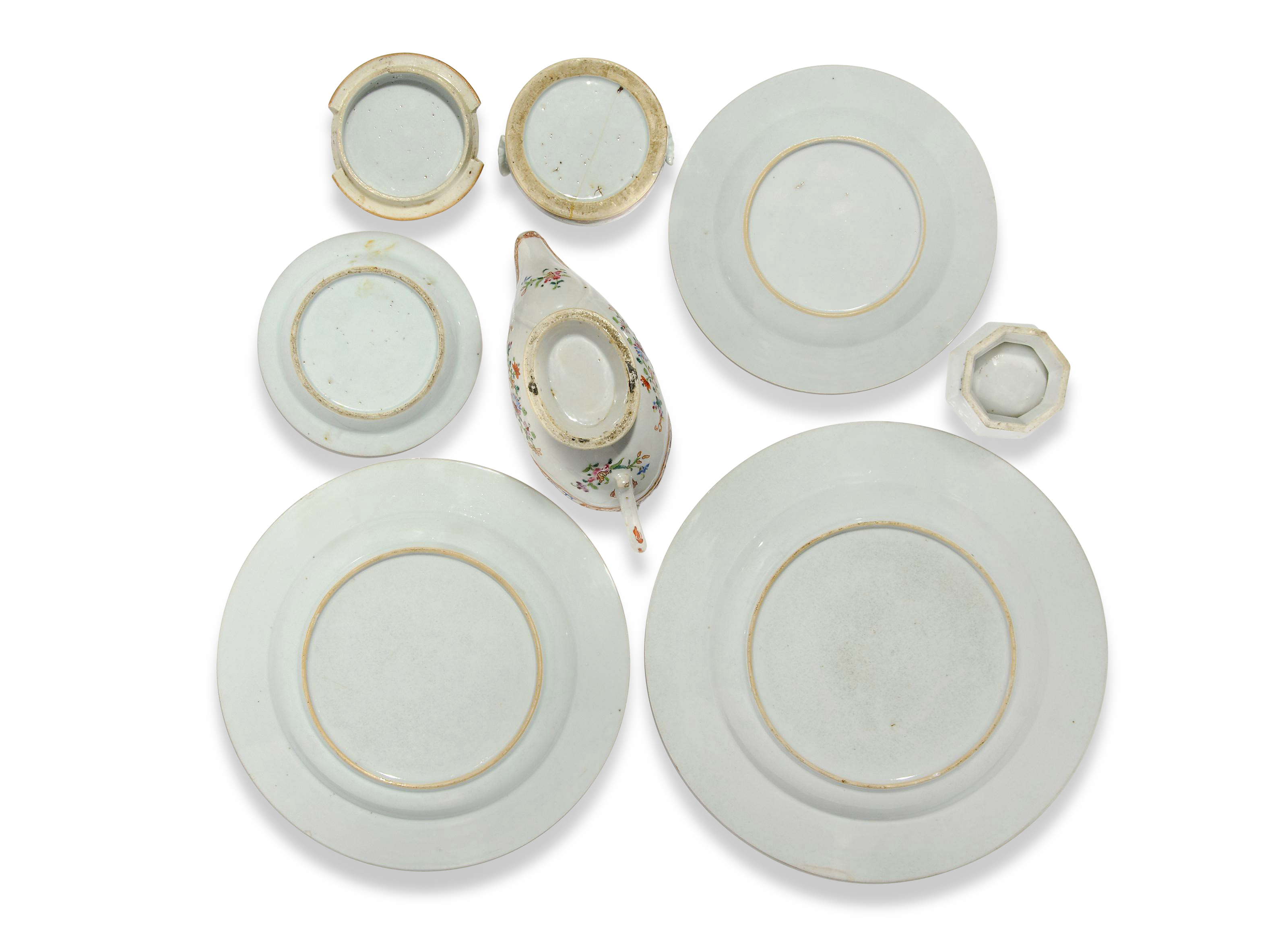清乾隆粉彩花鳥紋餐具一組十二件, QIANLONG PERIOD (1736-1795