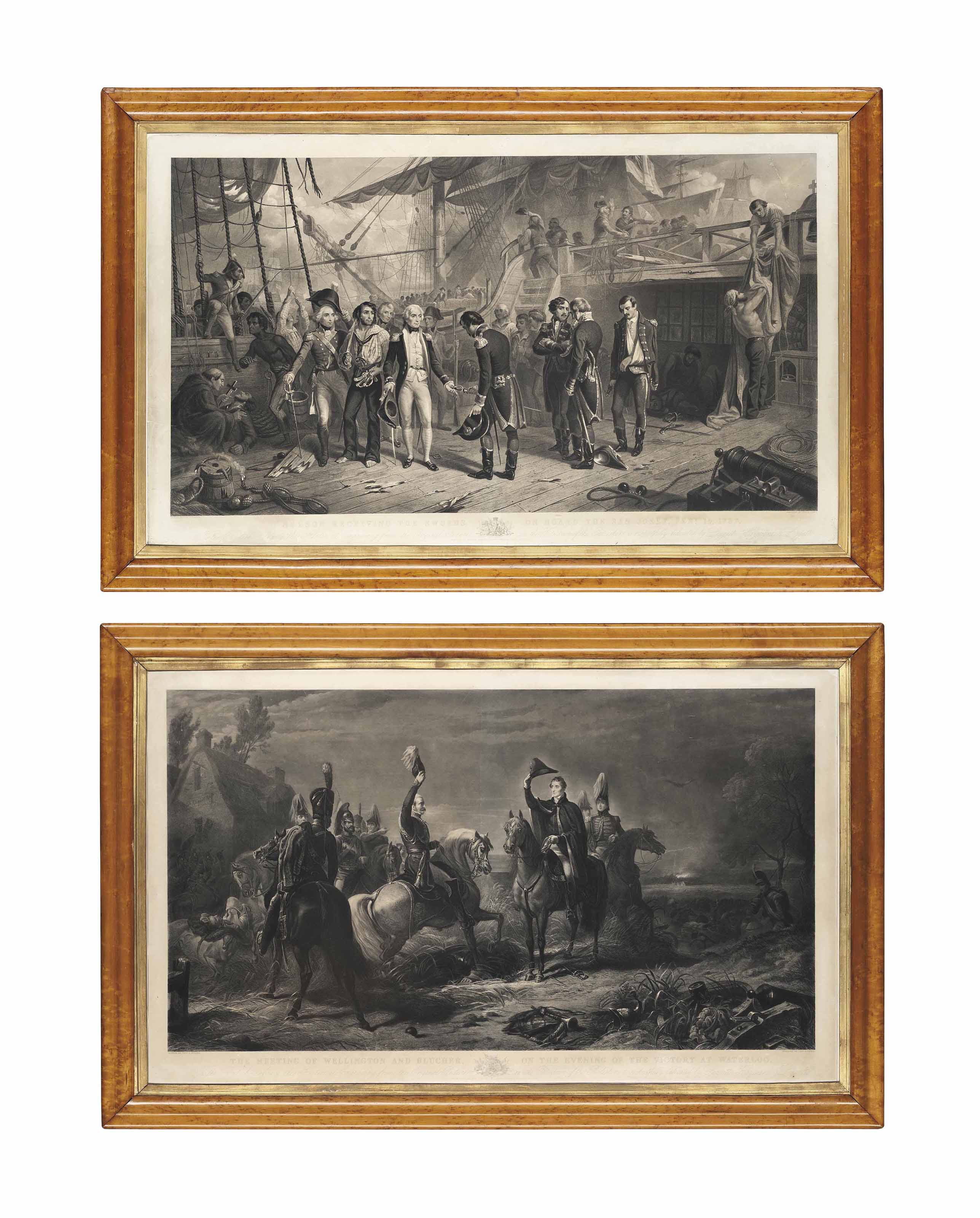 AN ENGRAVING OF 'THE MEETING OF WELLINGTON AND BLUCHER ON THE EVE OF