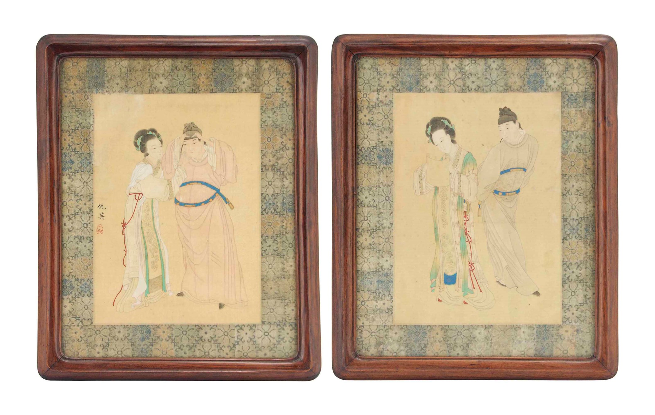 TWO CHINESE SILK PAINTINGS OF COUPLES, 19TH CENTURY Christie's
