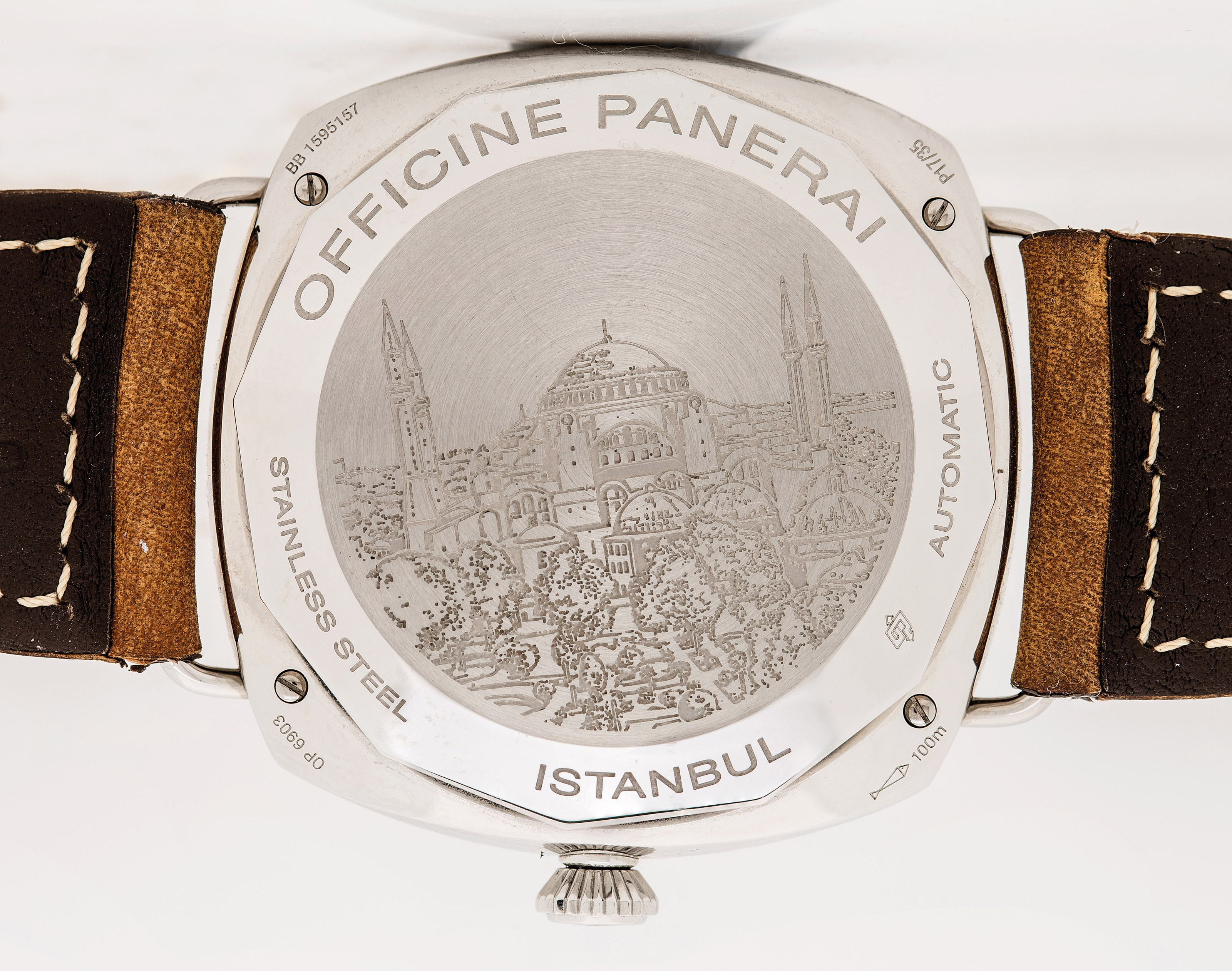 Panerai A Stainless Steel Limited Edition Cushion Shaped Automatic Dual Time Wristwatch With 10 Day Power Reserve Date Am And Pm Indication Made For The Istanbul Boutique Signed Panerai Radiomir 10 Days