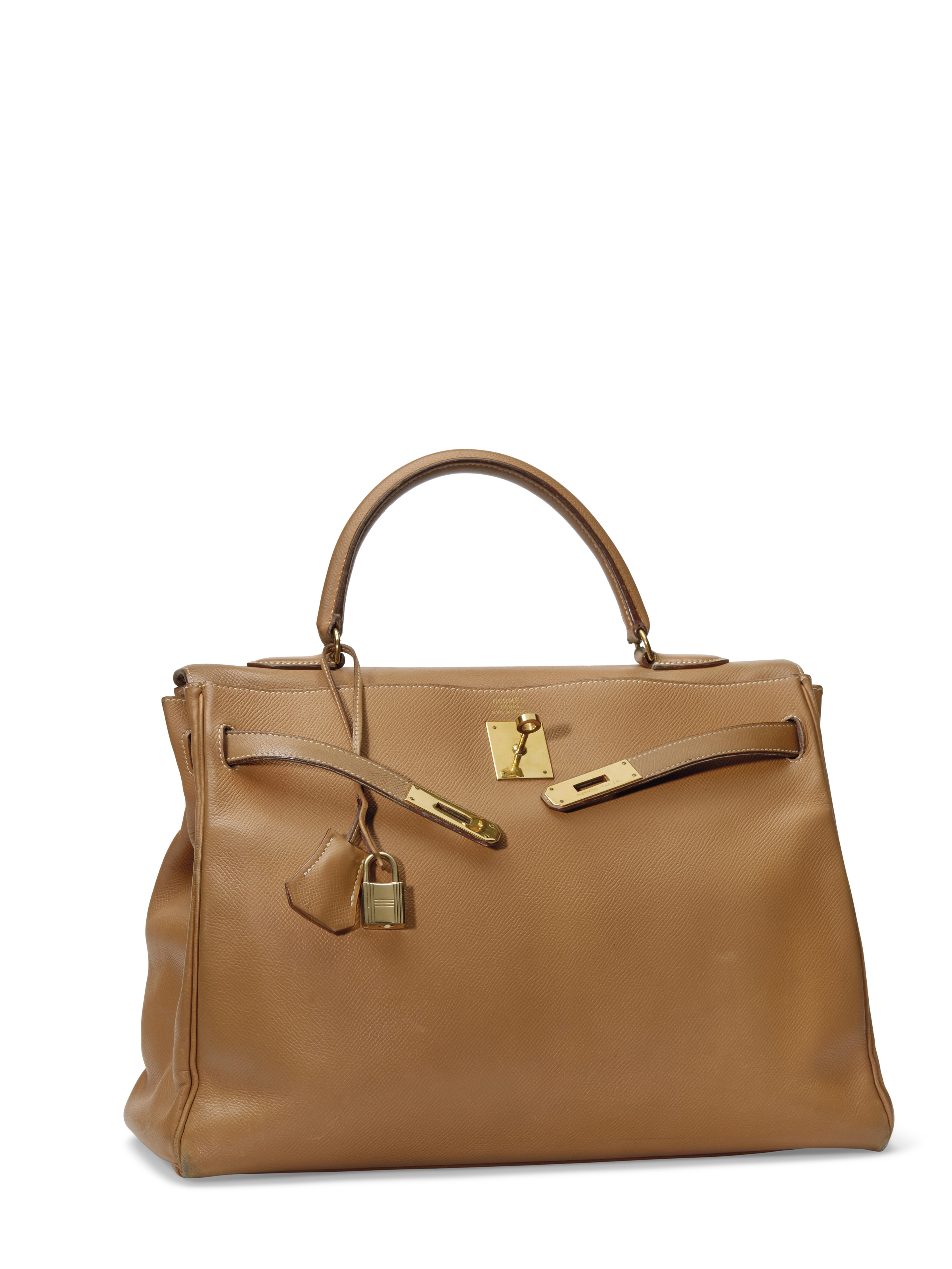 A GOLD COURCHEVEL LEATHER RETOURNÉ KELLY 35 BAG WITH GOLD HARDWARE