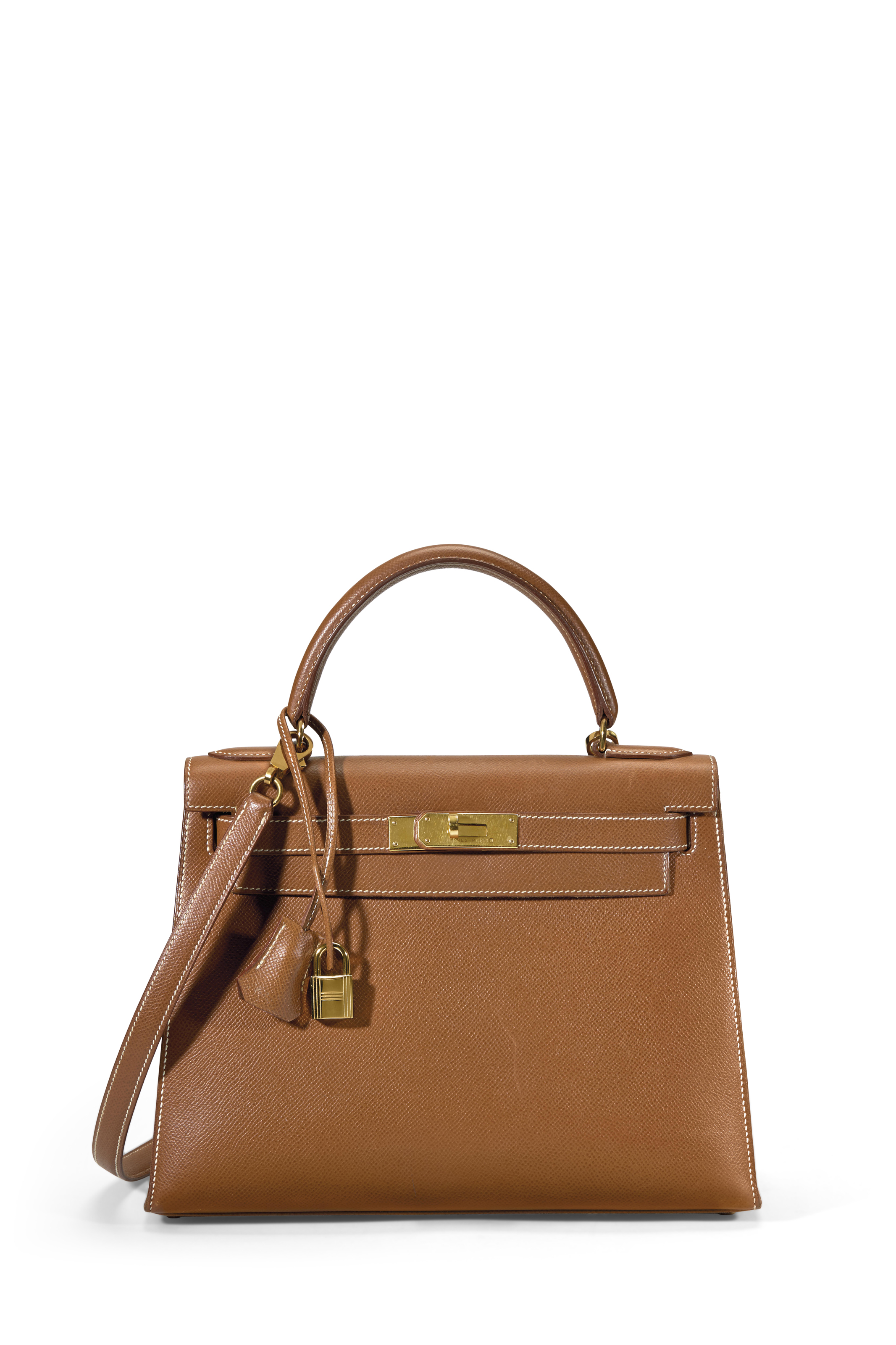 A GOLD COURCHEVEL SELLIER KELLY 28 BAG WITH GOLD HARDWARE, HERMÈS