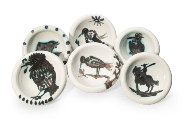 The complete set of six ashtrays (A.R. 172-177)