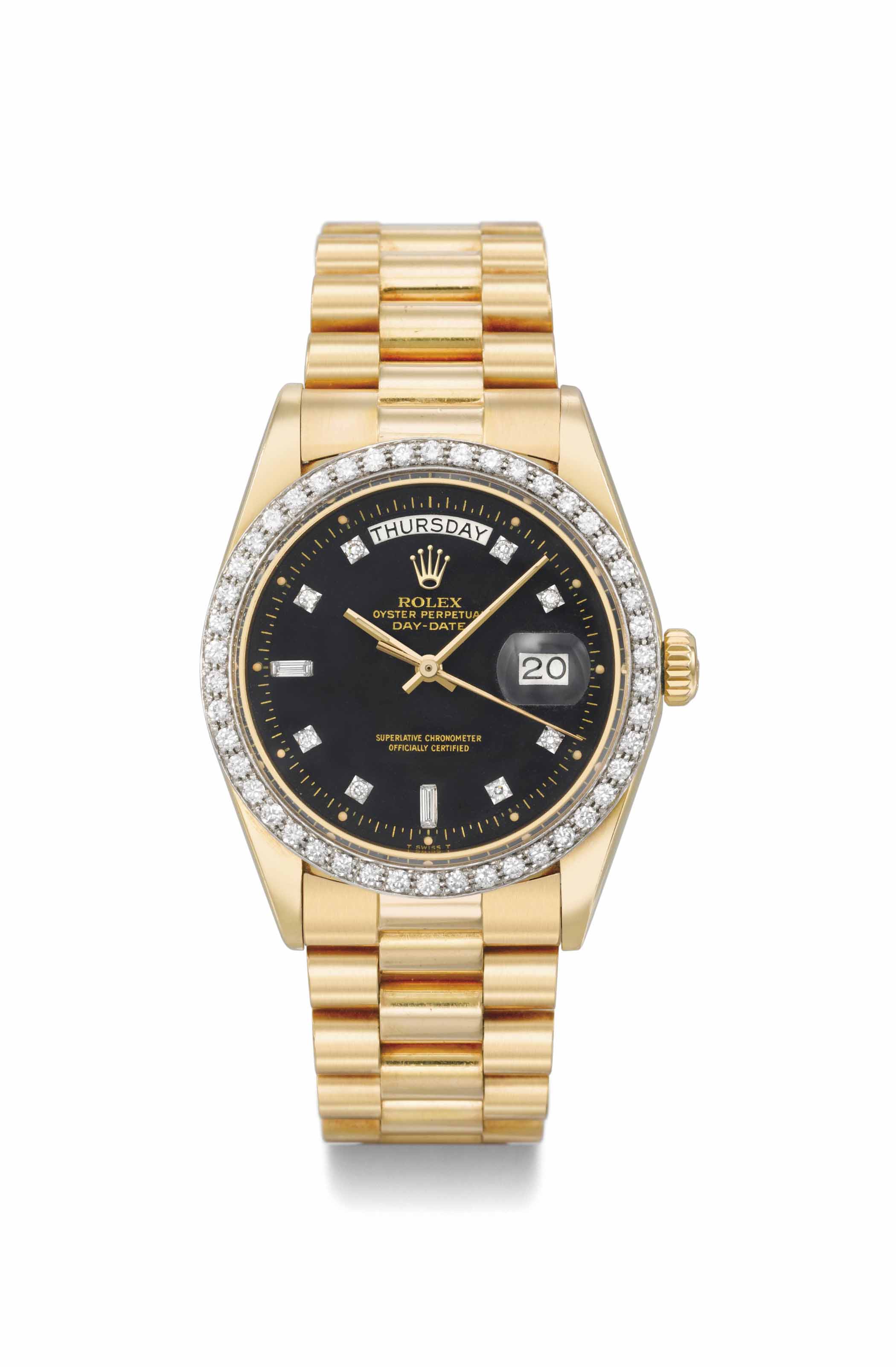 Rolex. An extremely rare and attractive 18K gold and diamondset