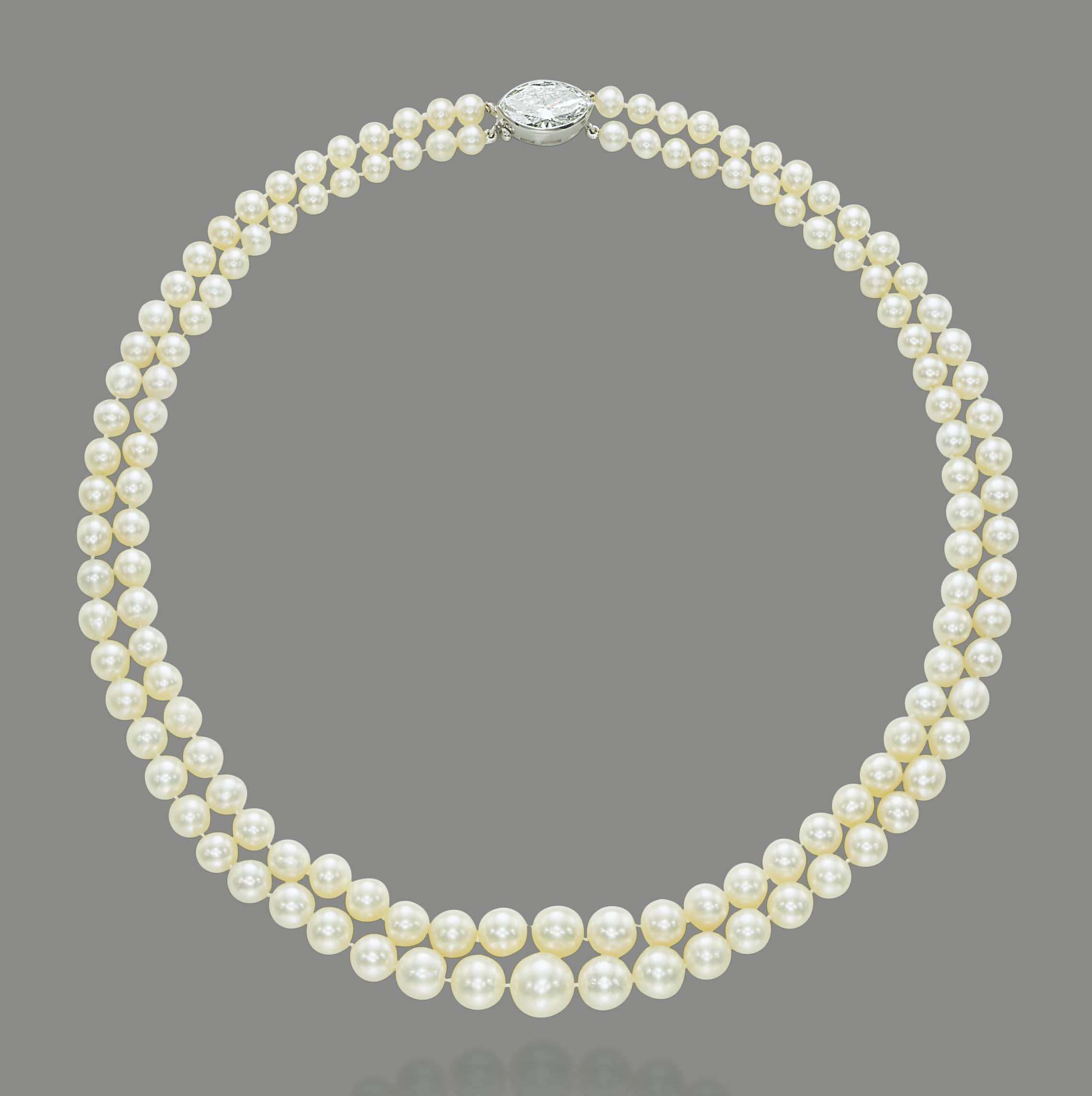 AN EXCEPTIONAL TWOSTRAND NATURAL PEARL AND DIAMOND NECKLACE Christie's