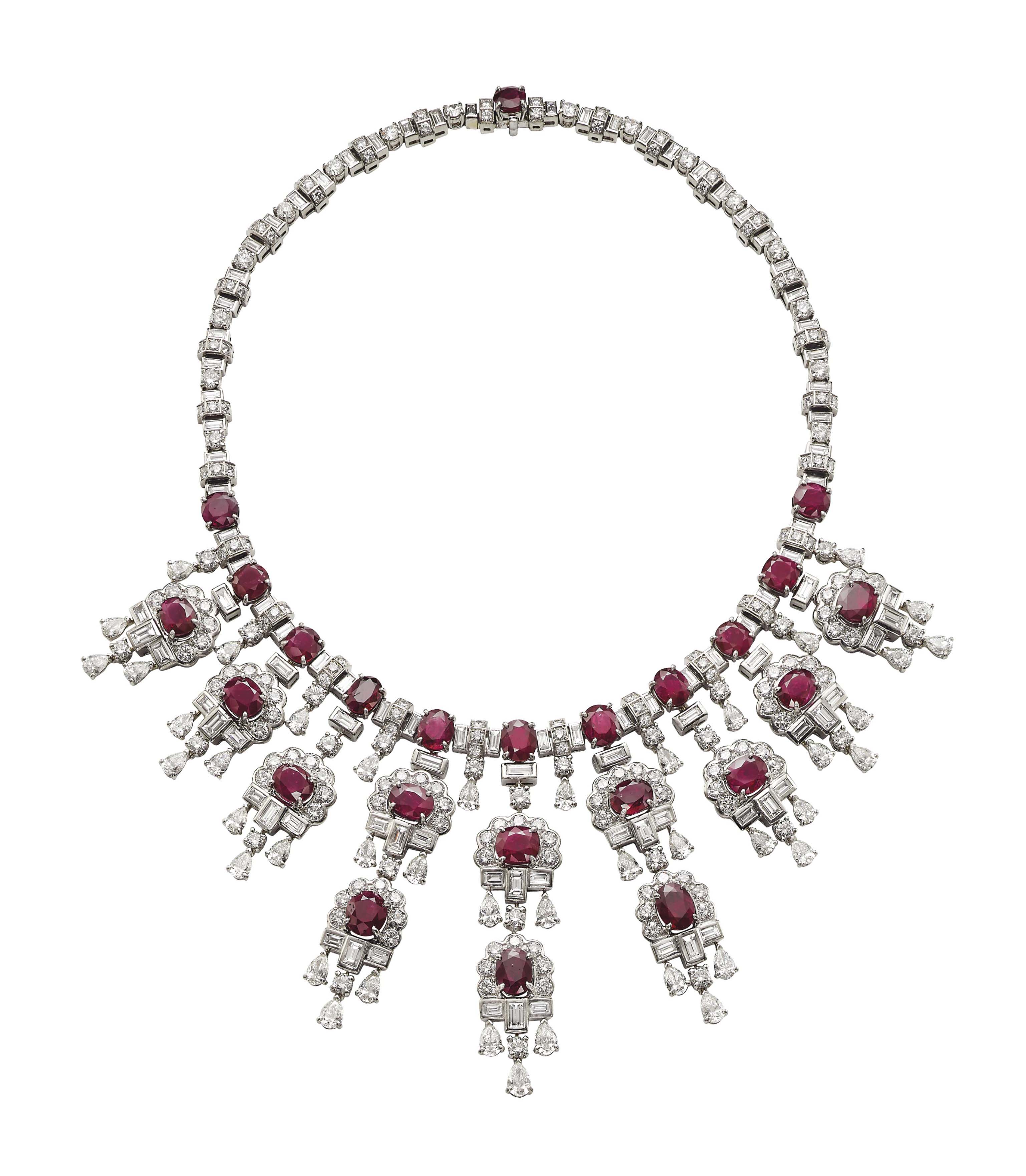 A RUBY AND DIAMOND FRINGE NECKLACE, BY HARRY WINSTON ...