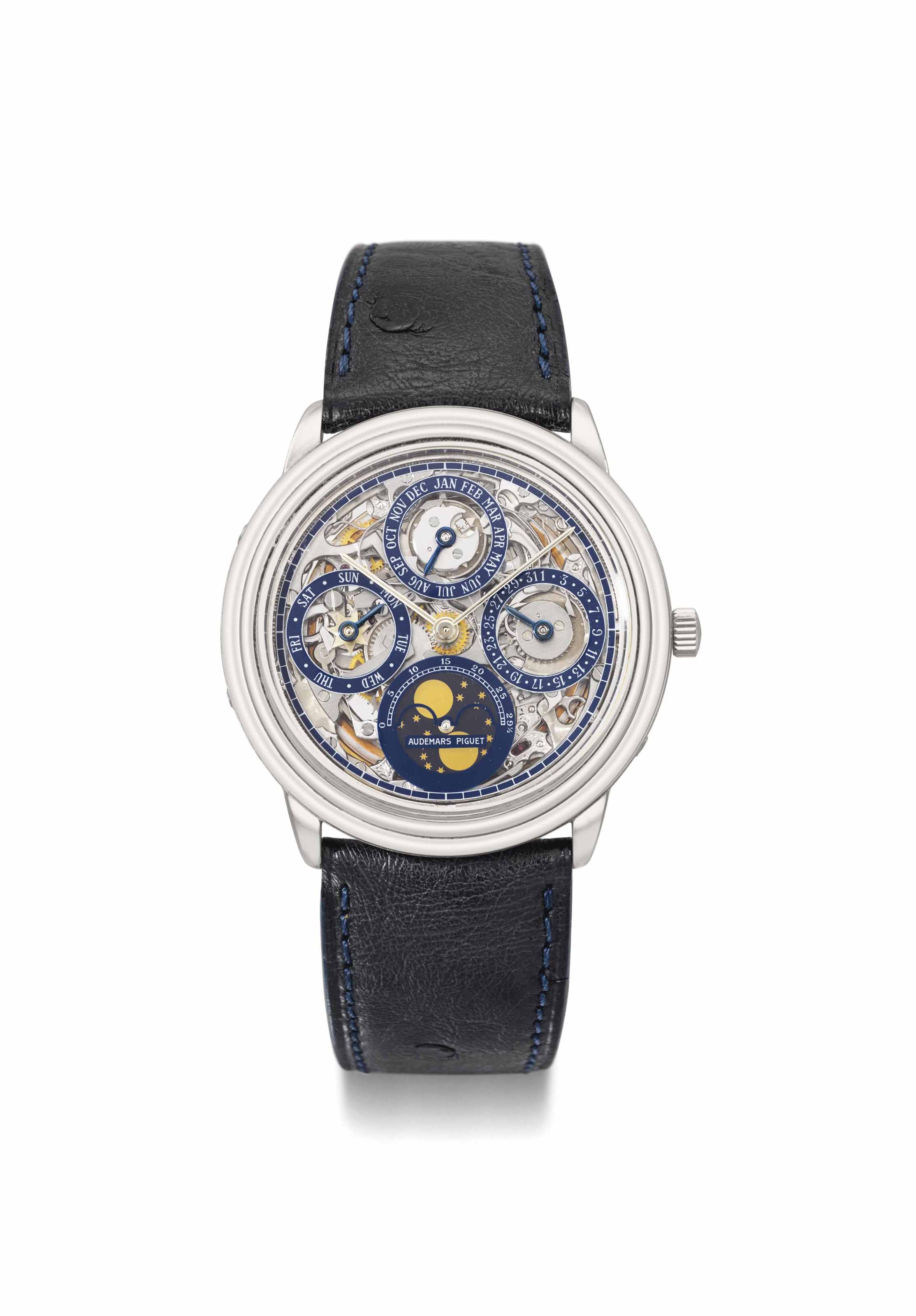 Audemars Piguet. A fine platinum skeletonized automatic perpetual