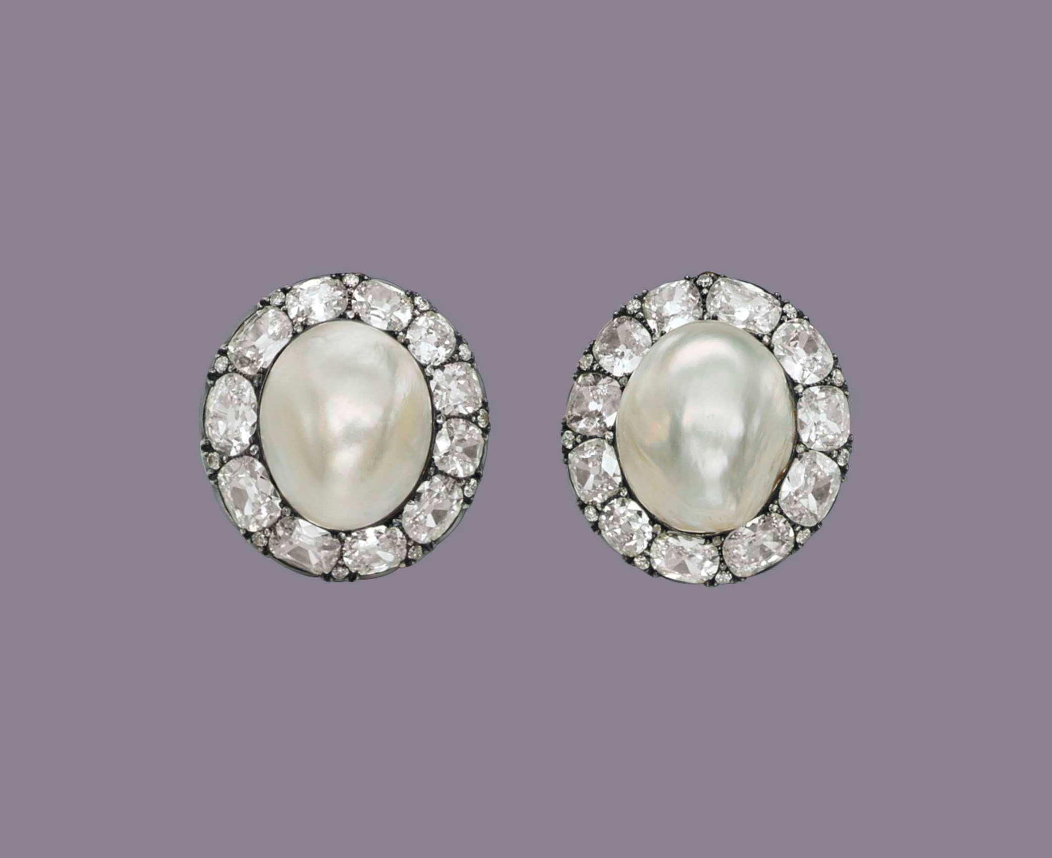 A PAIR OF NATURAL PEARL AND DIAMOND EARRINGS Christie's