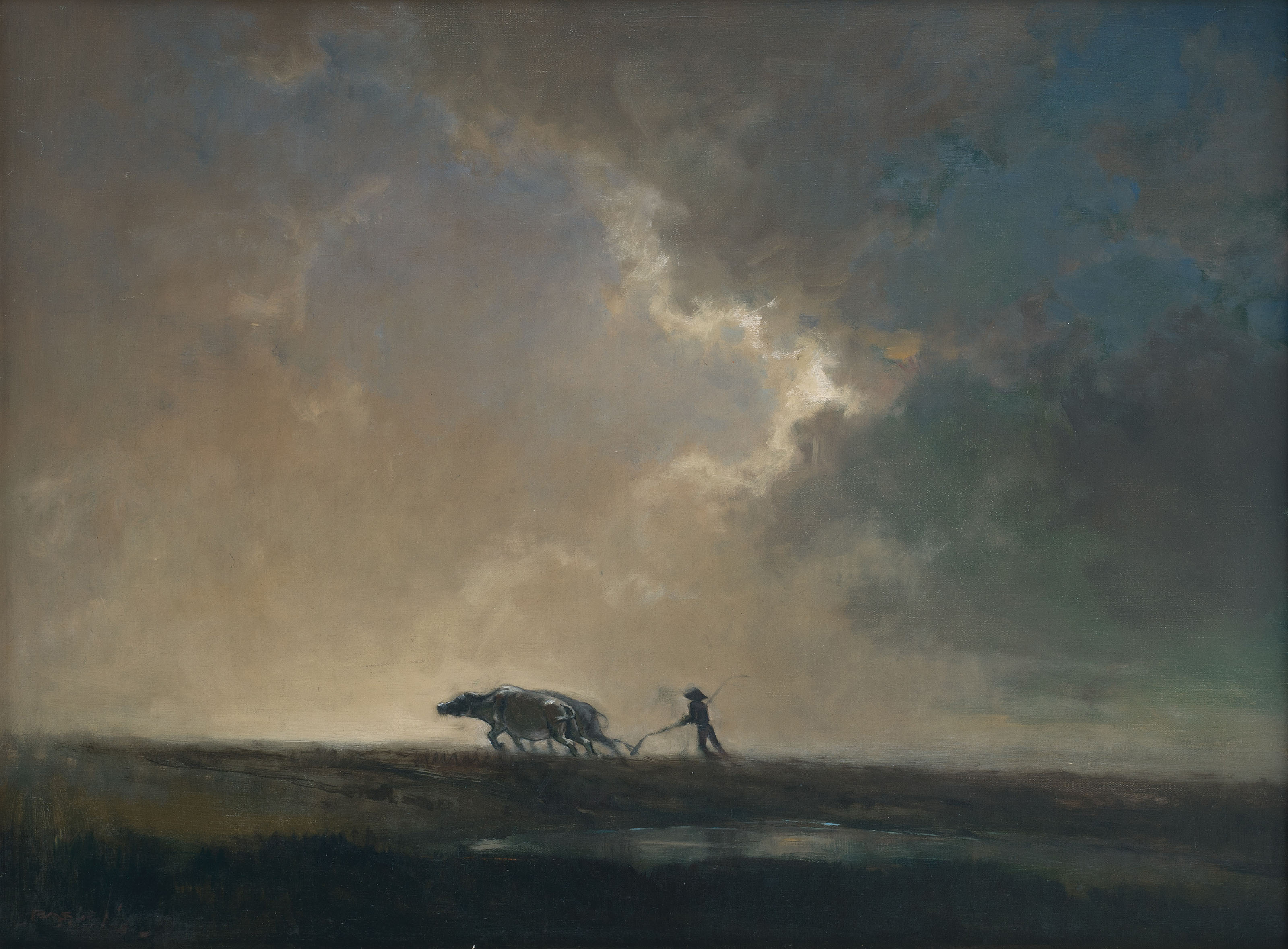 BASOEKI ABDULLAH (Indonesia, 1915-1993) , Membajak (Plowing