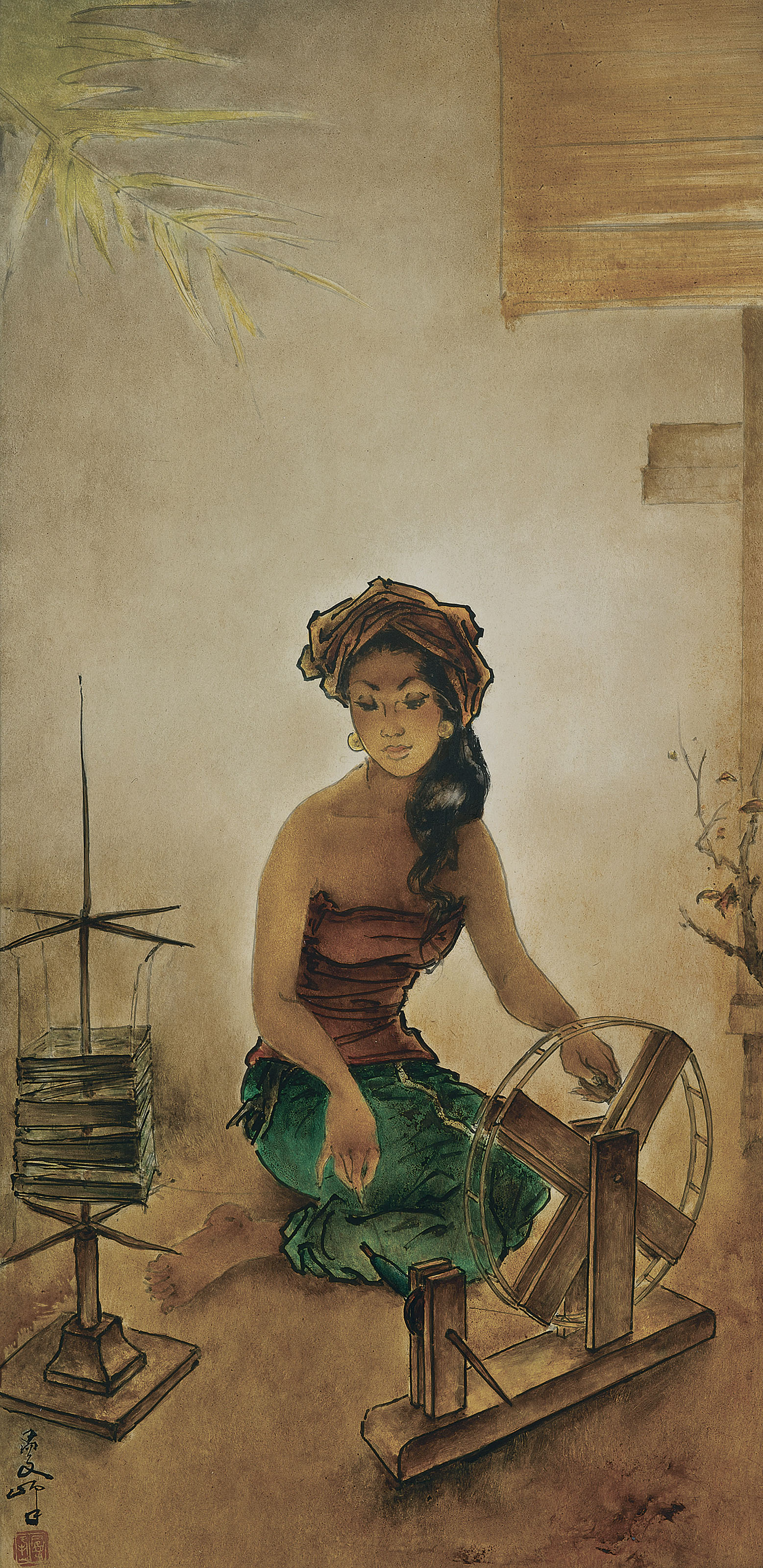 LEE MAN FONG (Indonesian, 1913-1988) , Balinese Weaving Girl