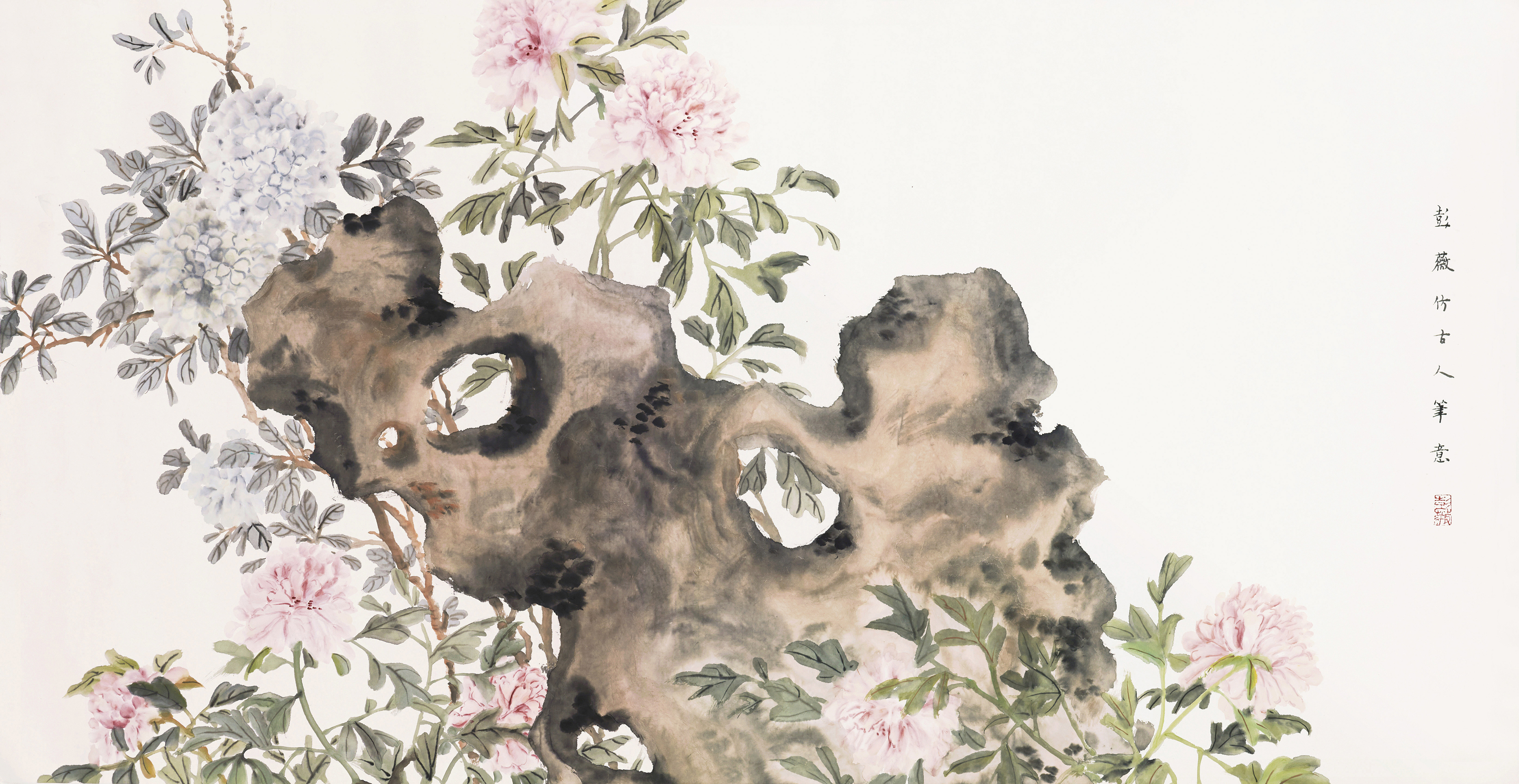 Peng Wei Chinese B 1974 Rock Painting After The Style Of