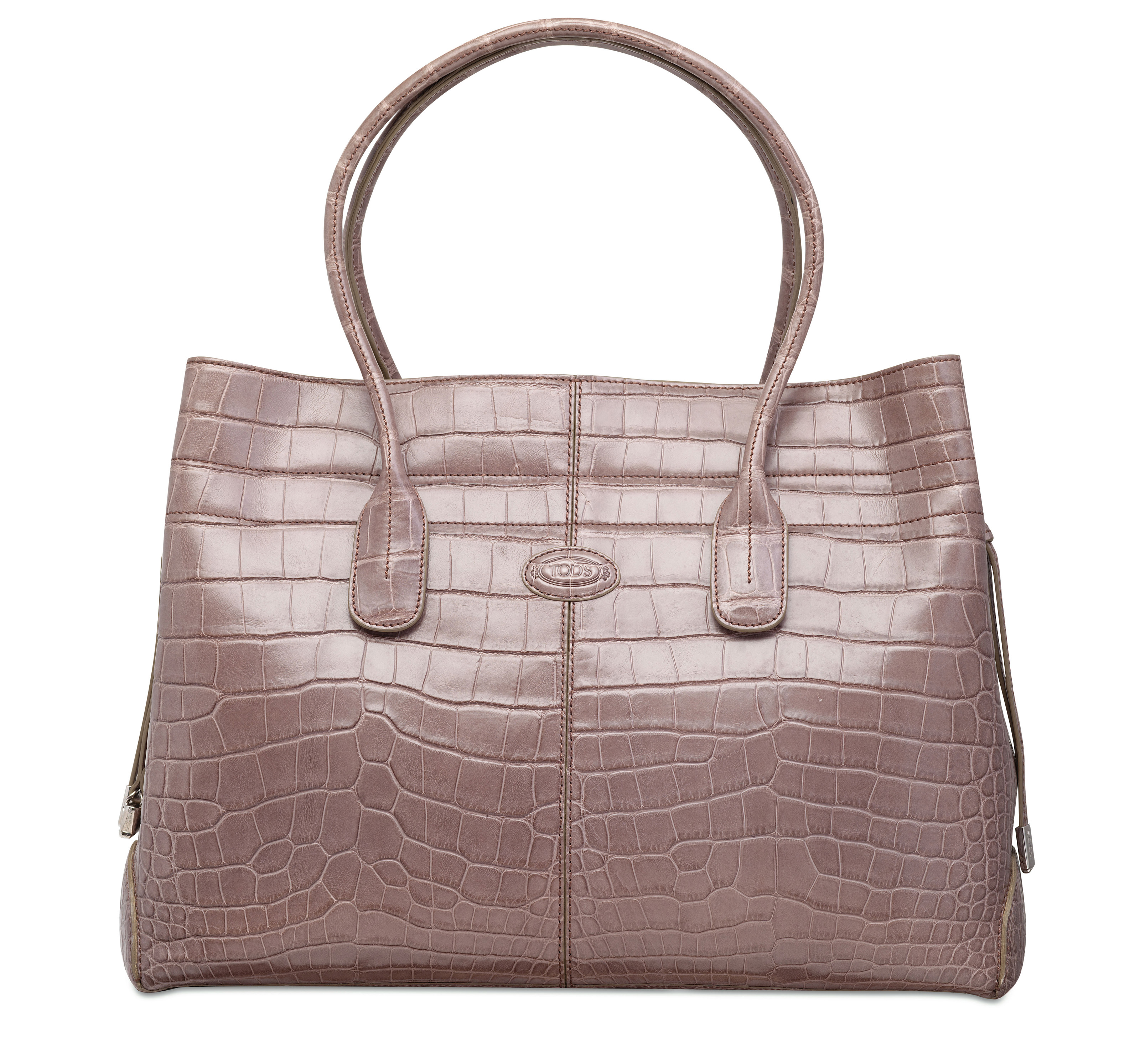 A Unique Matte Grey Alligator Large Neo D-bag with Silver Hardwa