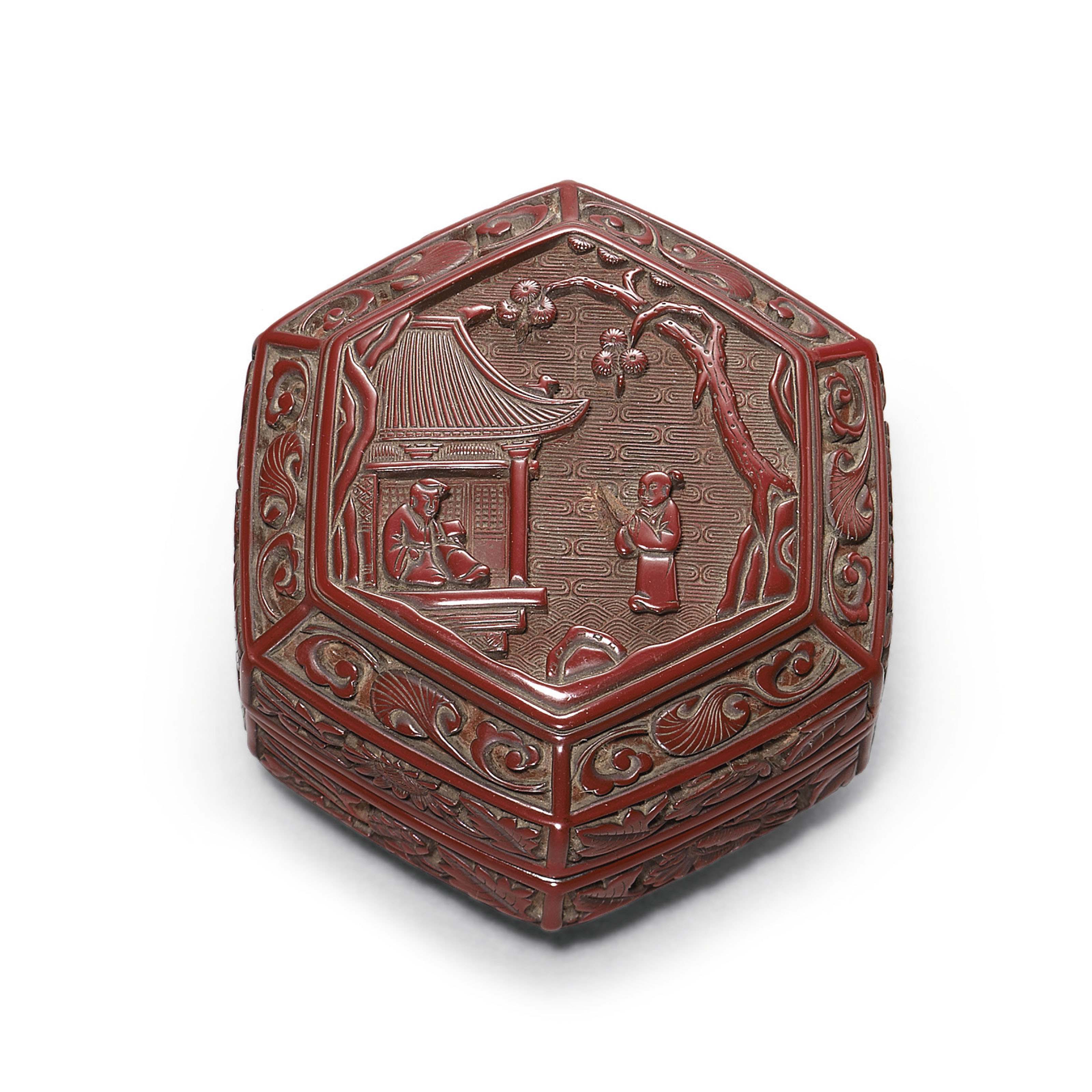 A CARVED CINNABAR LACQUER HEXAGONAL INCENSE BOX AND COVER , MING DYNASTY, 16TH CENTURY Christie's