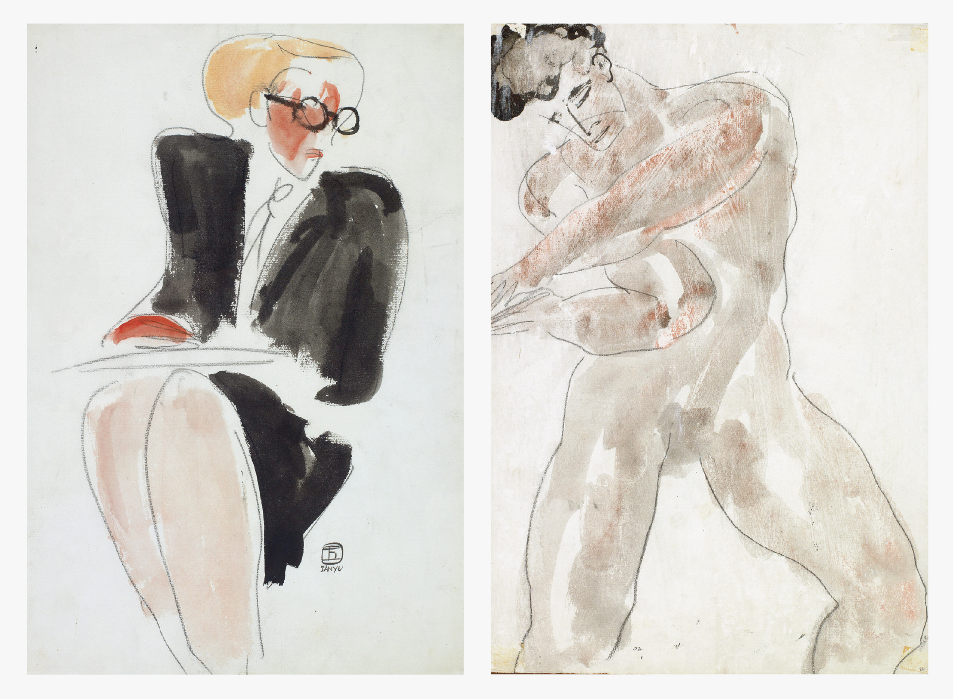 Lady in Black ; Nude Man