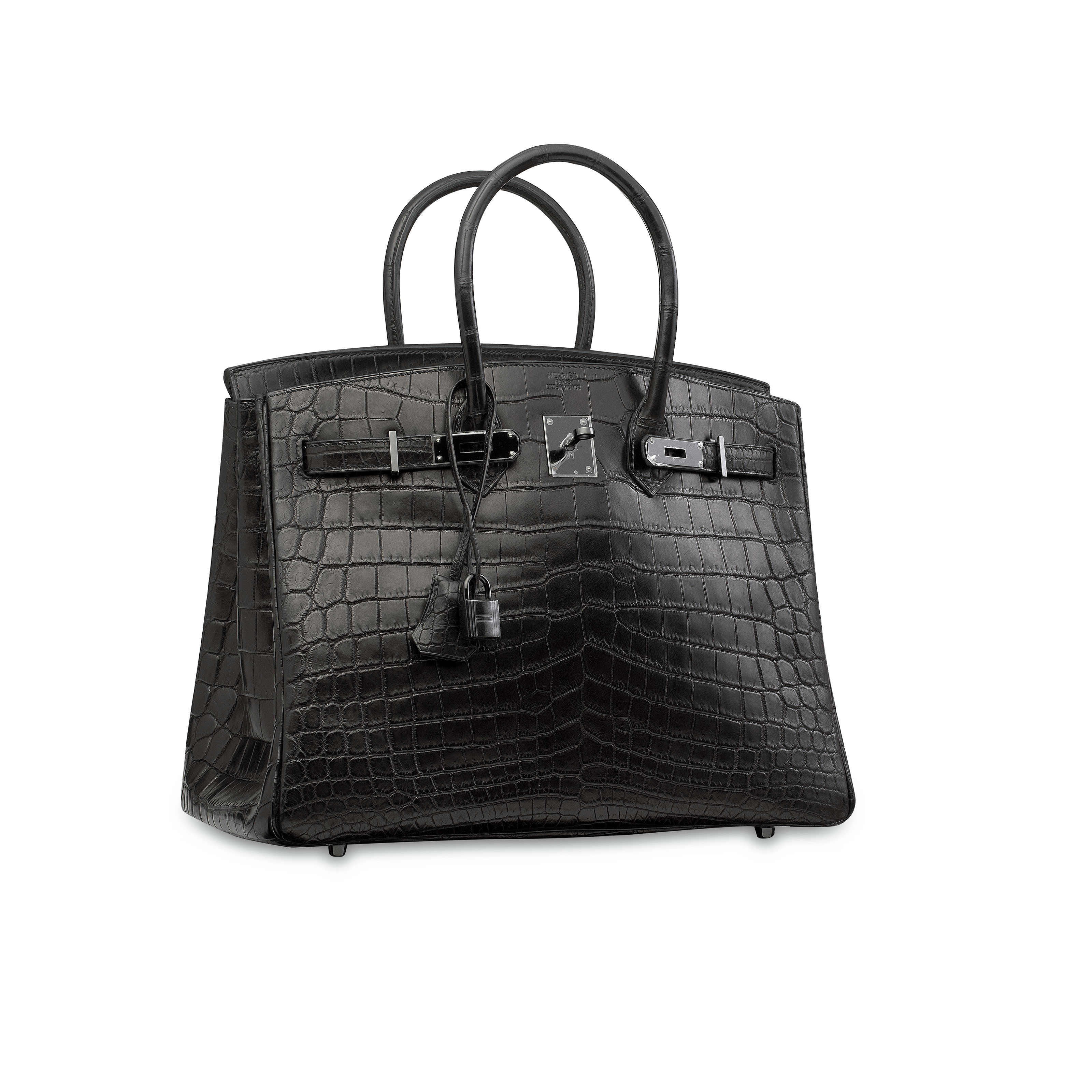 A RARE MATTE BLACK NILOTICUS CROCODILE SO BLACK BIRKIN 35 WITH