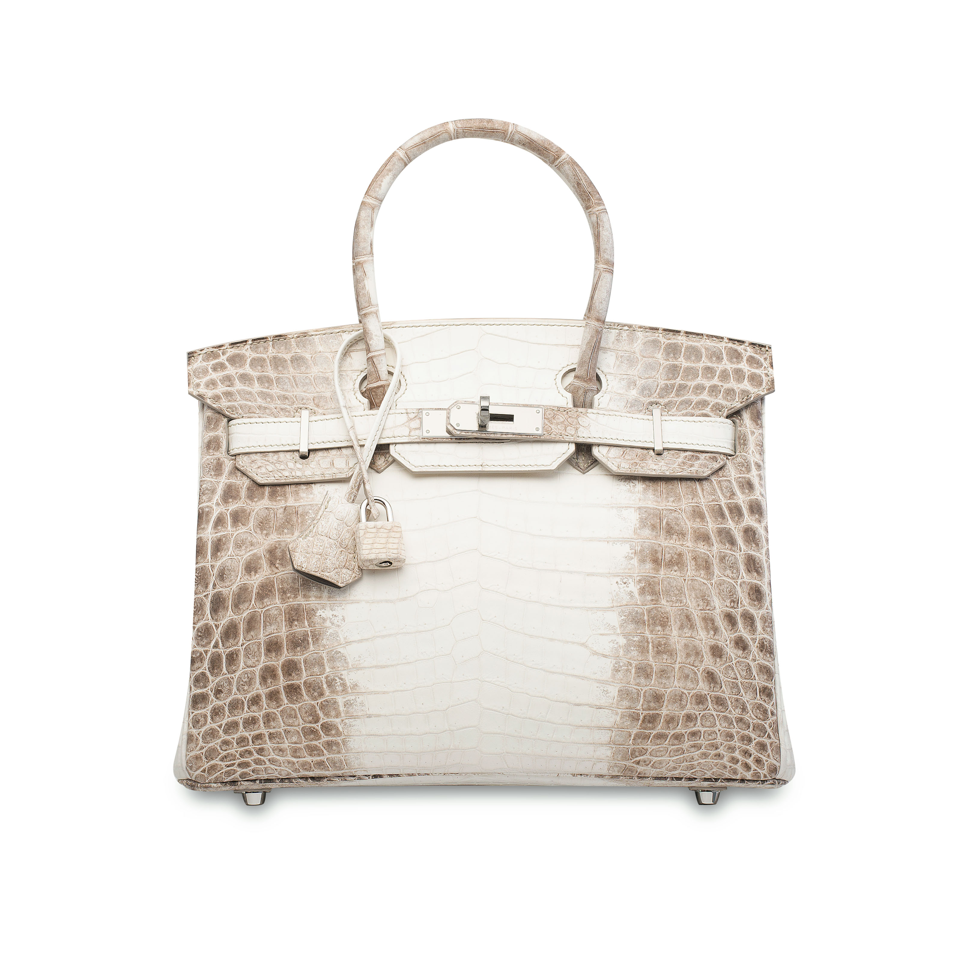 A MATTE WHITE  HIMALAYA  NILOTICUS CROCODILE  BIRKIN  30 WITH 