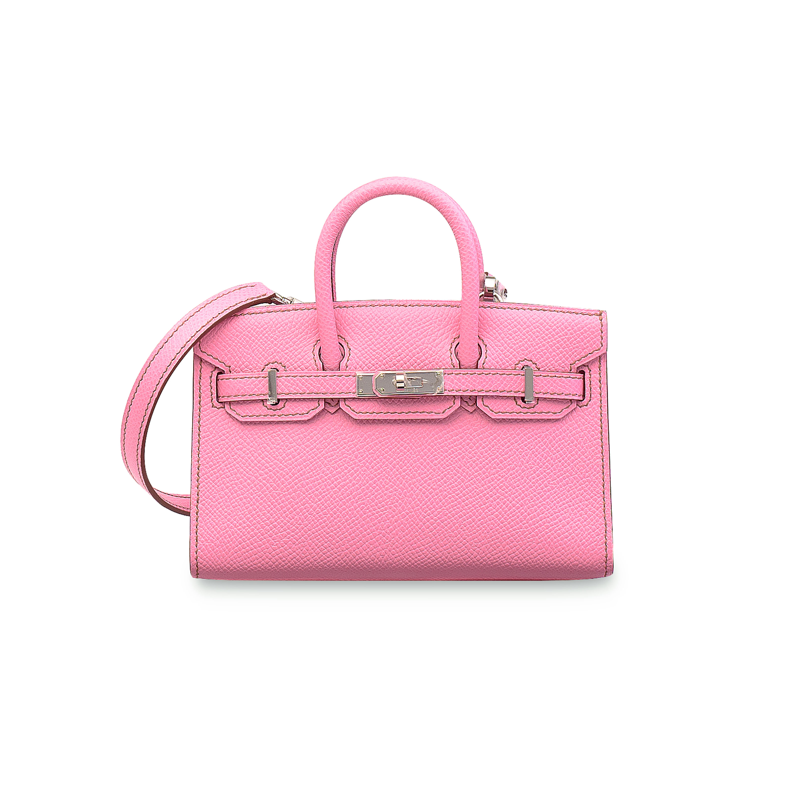 A BUBBLEGUM PINK 5P EPSOM LEATHER MICRO MINI BIRKIN WITH PALLADIUM