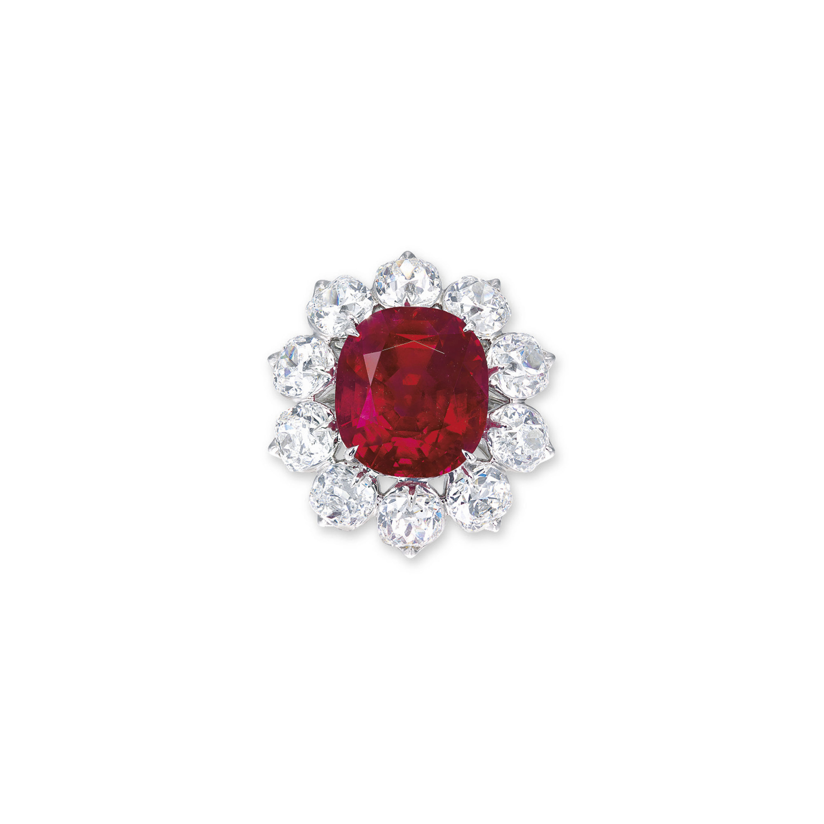 'THE CRIMSON FLAME' AN EXTRAORDINARY RUBY AND DIAMOND RING — 15.