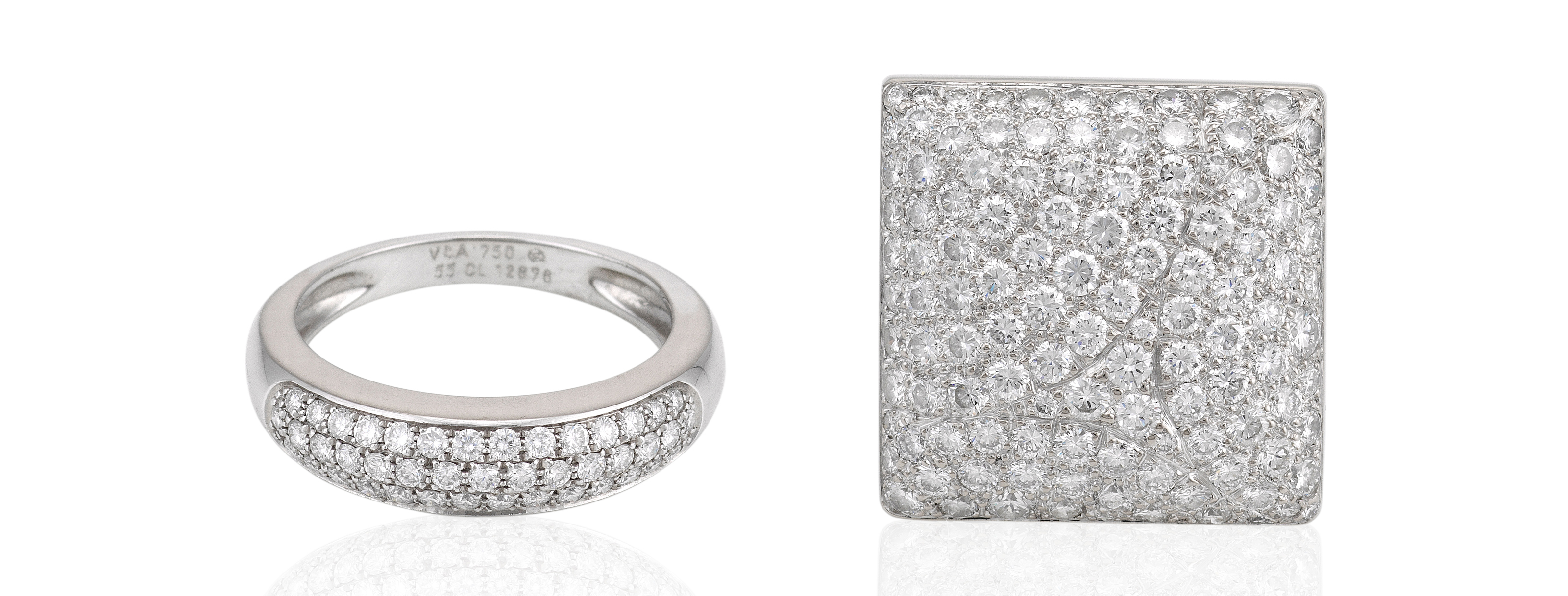 VAN CLEEF ARPELS DIAMOND BAND CARTIER DIAMOND SQUARE RING