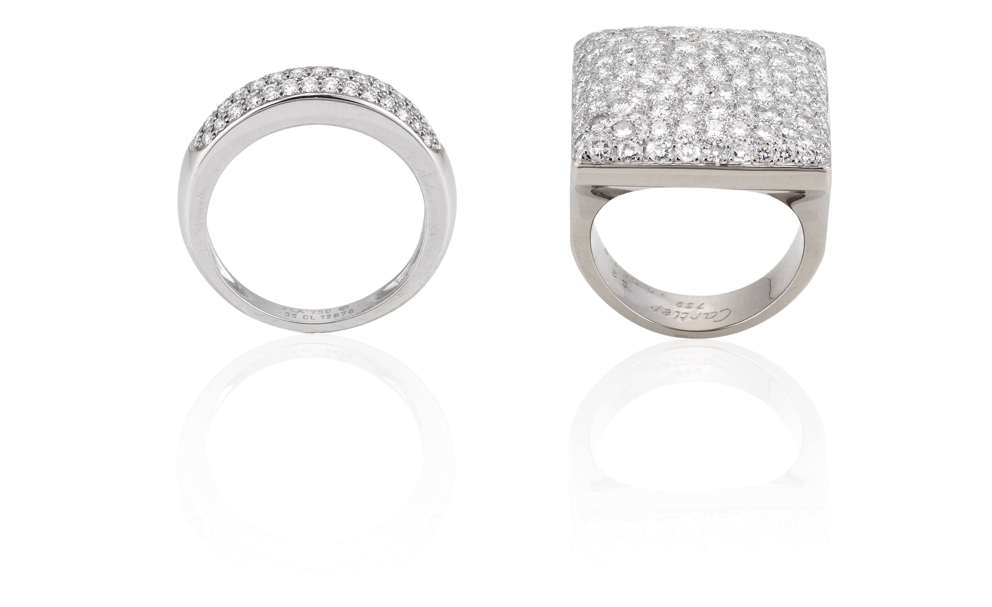VAN CLEEF ARPELS DIAMOND BAND CARTIER DIAMOND SQUARE RING Christie s