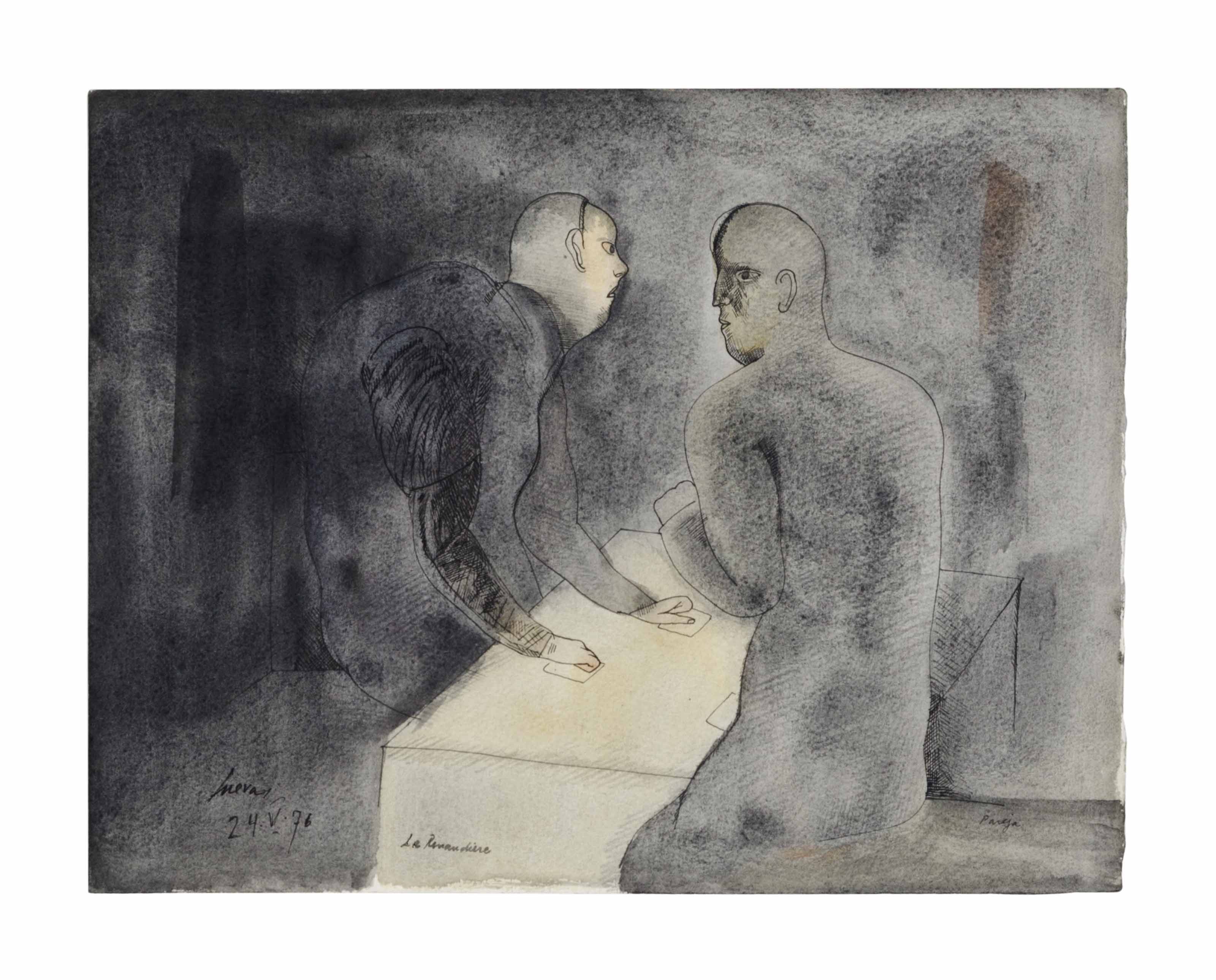 José Luis Cuevas (Mexican, b. 1933) , La Revandiere Pareja Christie's