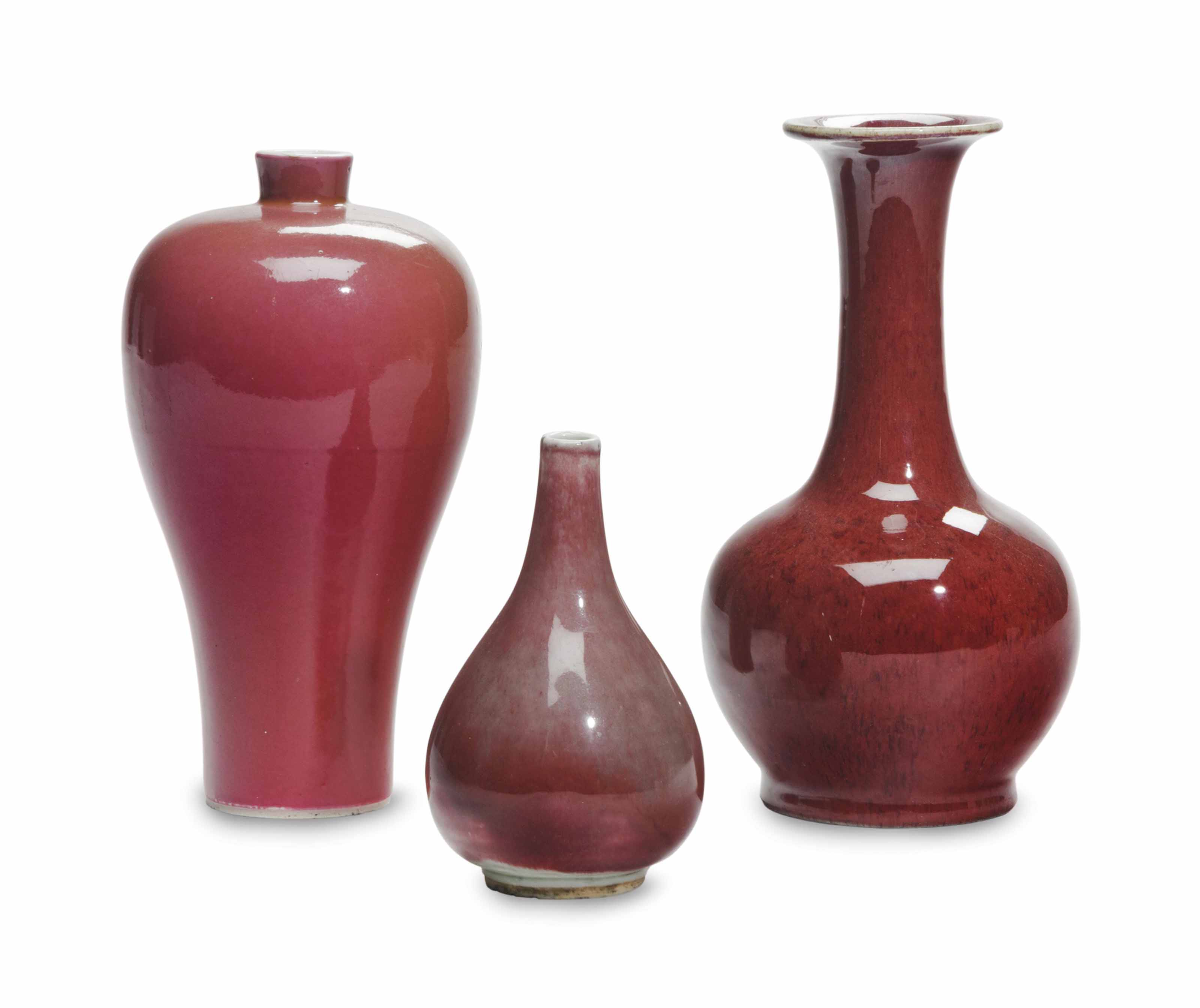THREE CHINESE COPPERRED GLAZED VASES, , LATE QING DYNASTY, Christie's