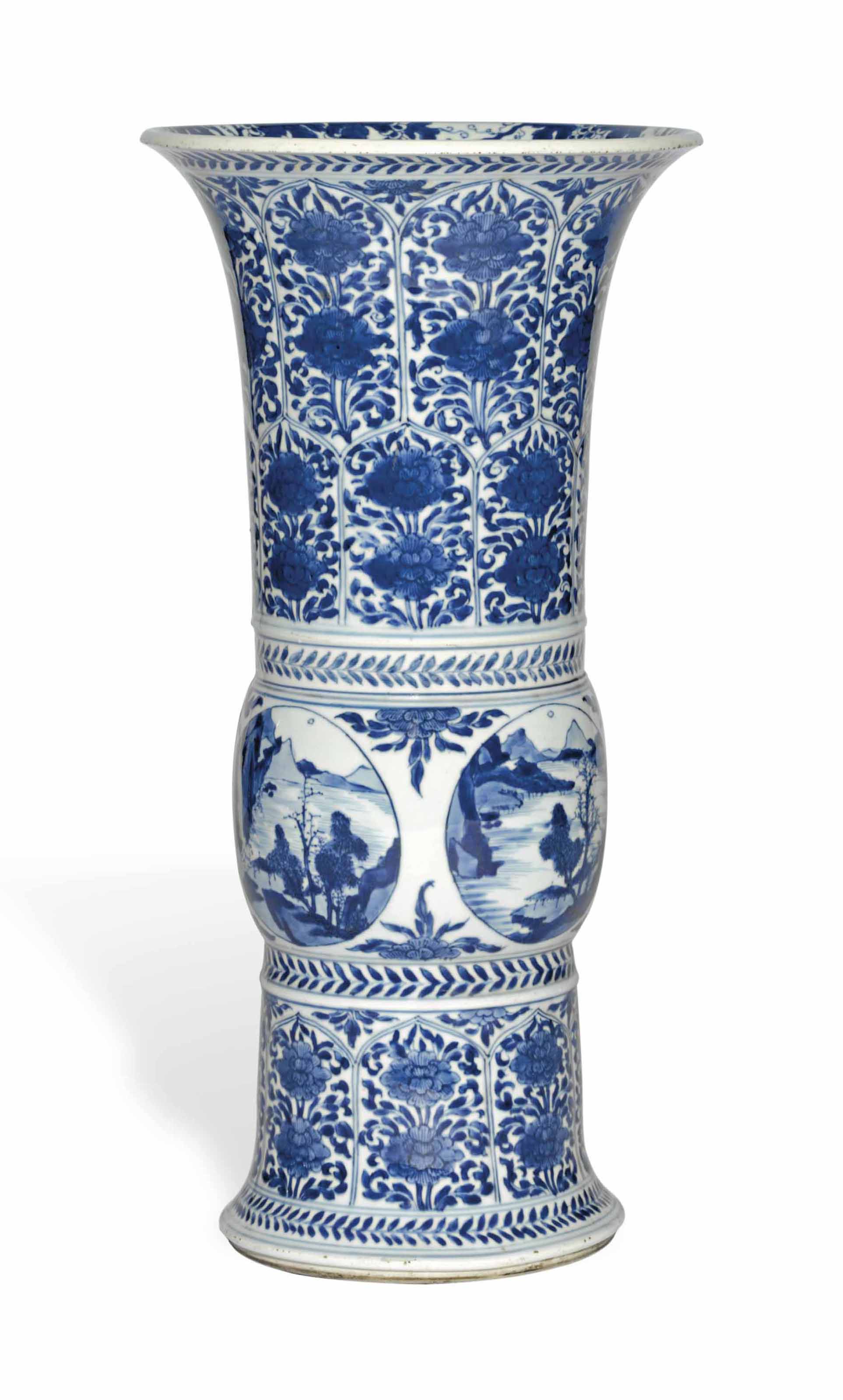 A BLUE AND WHITE GUSHAPED BEAKER VASE , KANGXI PERIOD Christie's