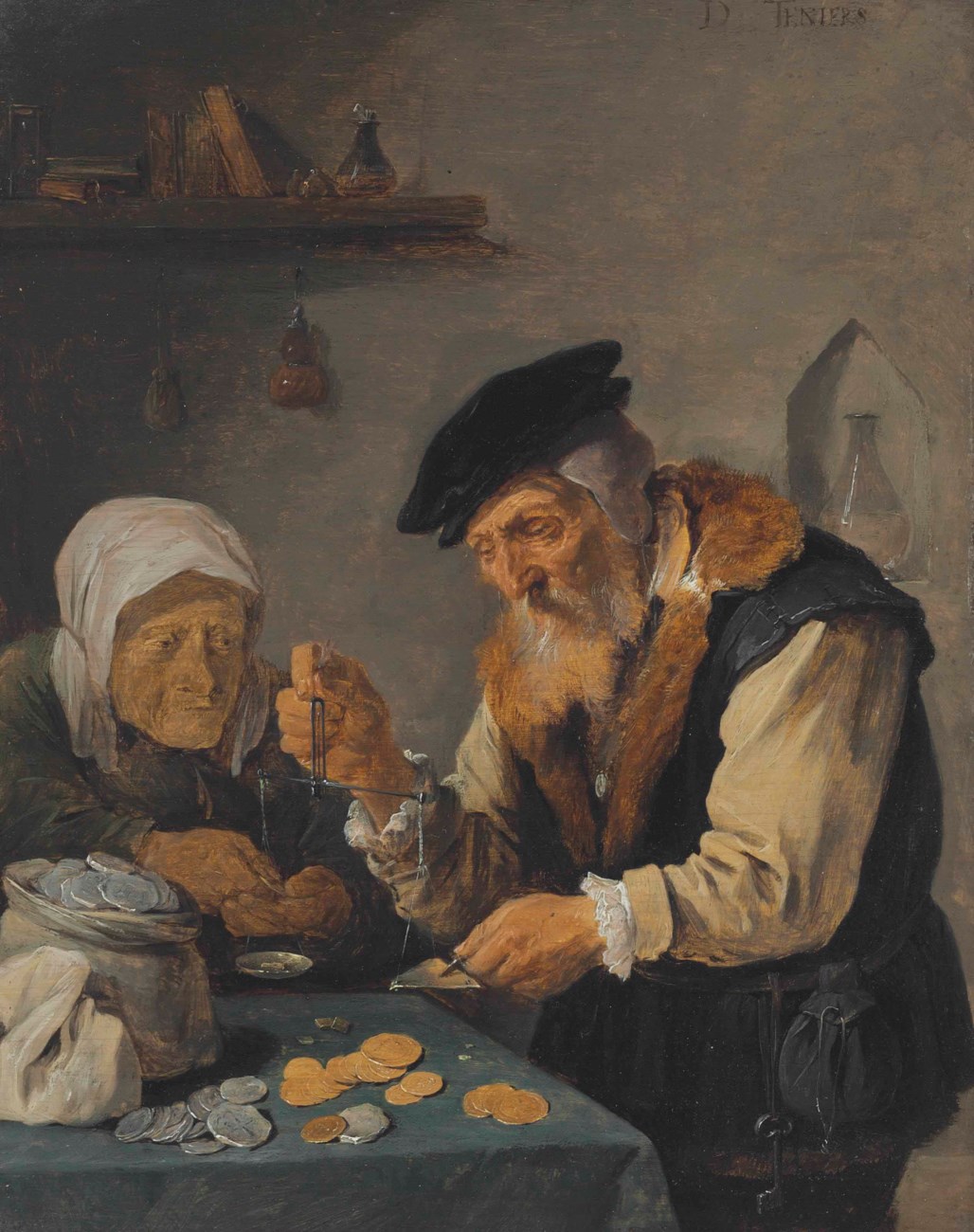 David Teniers II (Antwerp 1610-1690 Brussels), An elderly couple ...