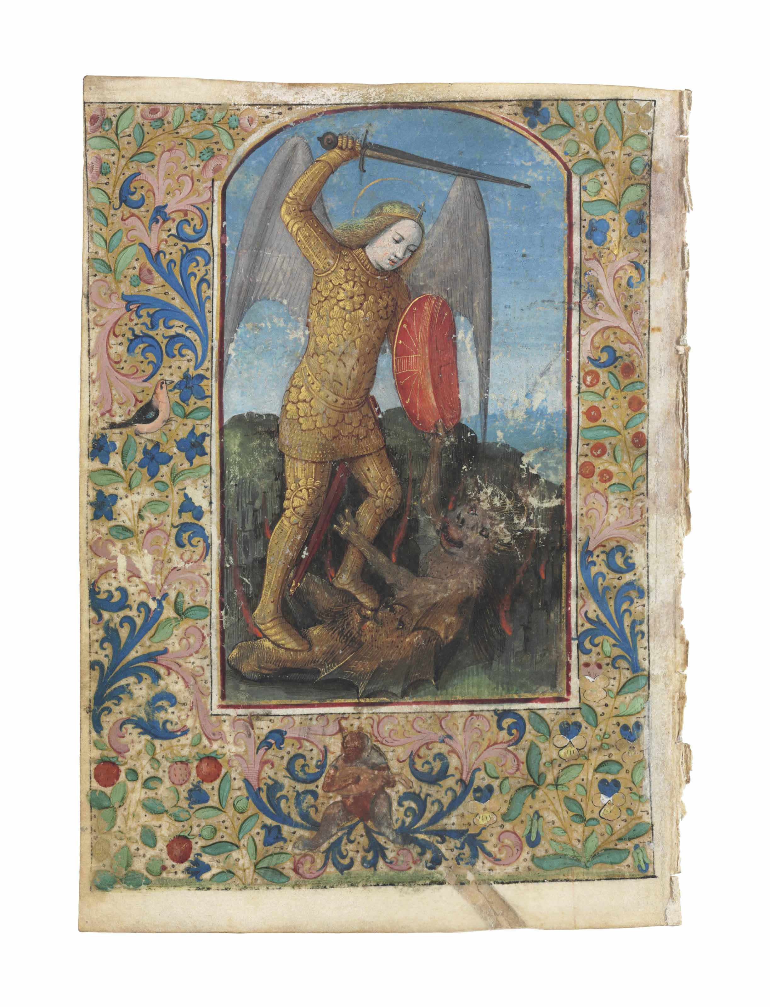 St Michael Vanquishing The Devil Full Page Miniature Cut From A