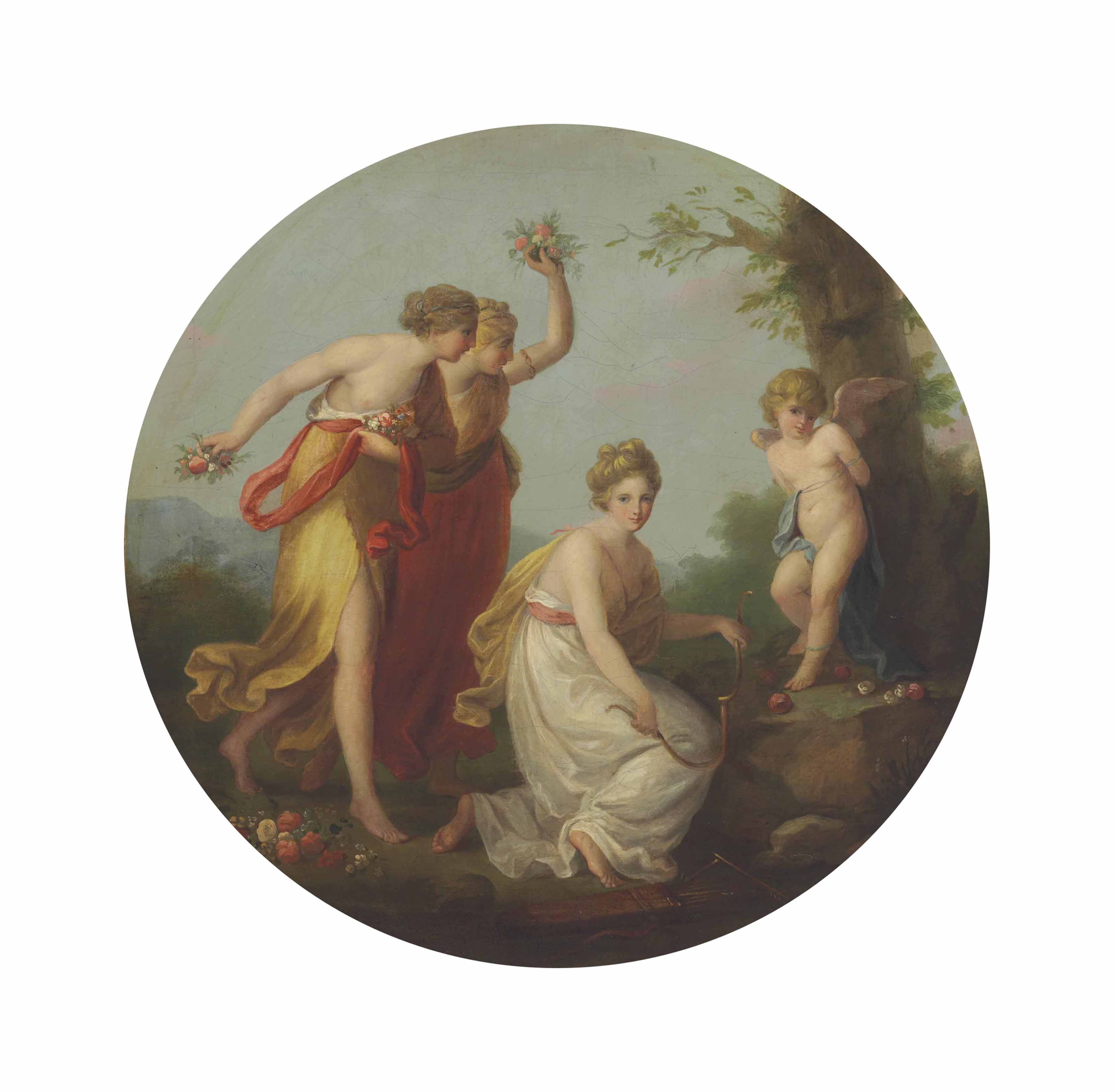 The Three Graces distressing Cupid
