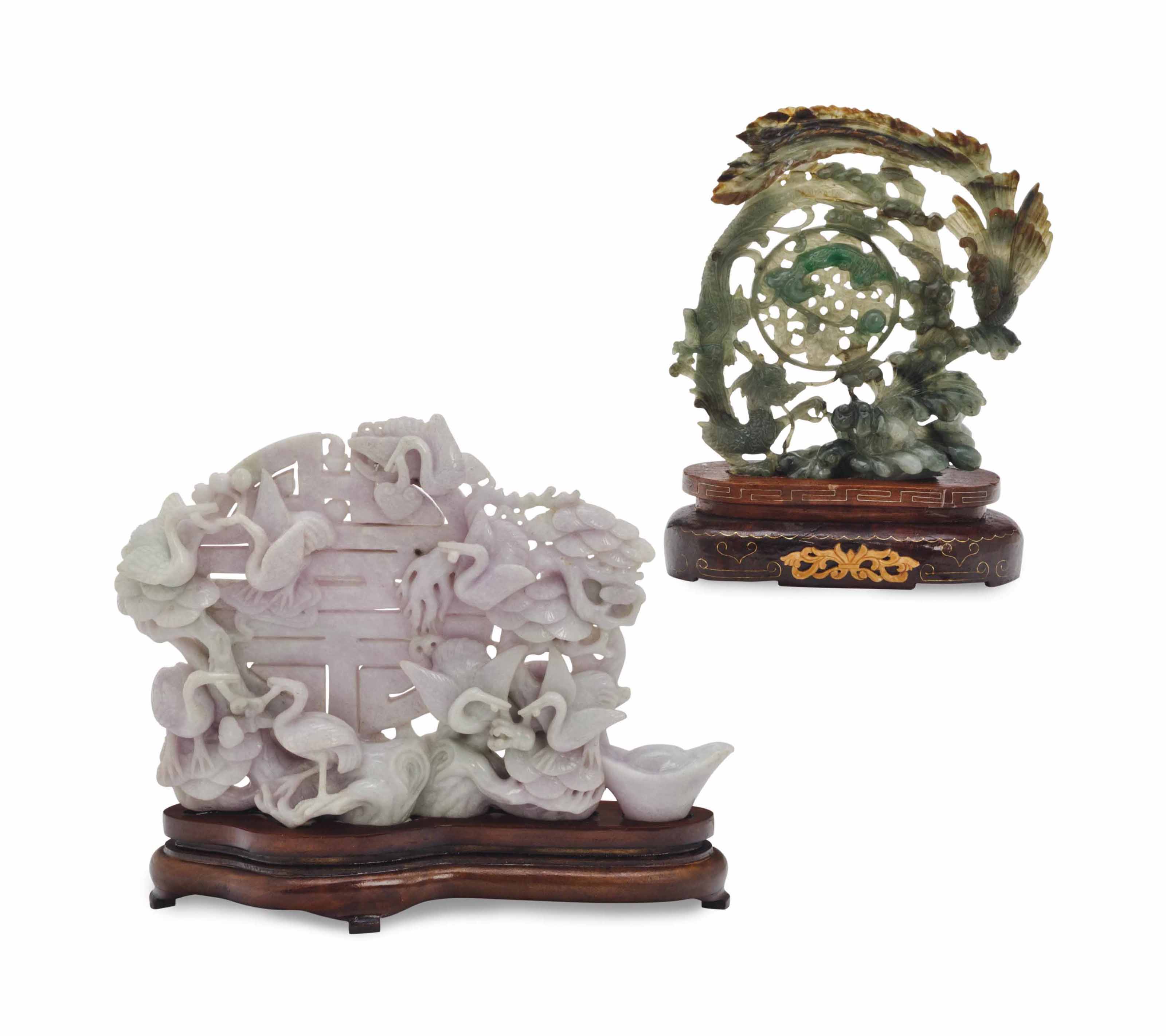 TWO CHINESE JADEITE CARVINGS, Christie's