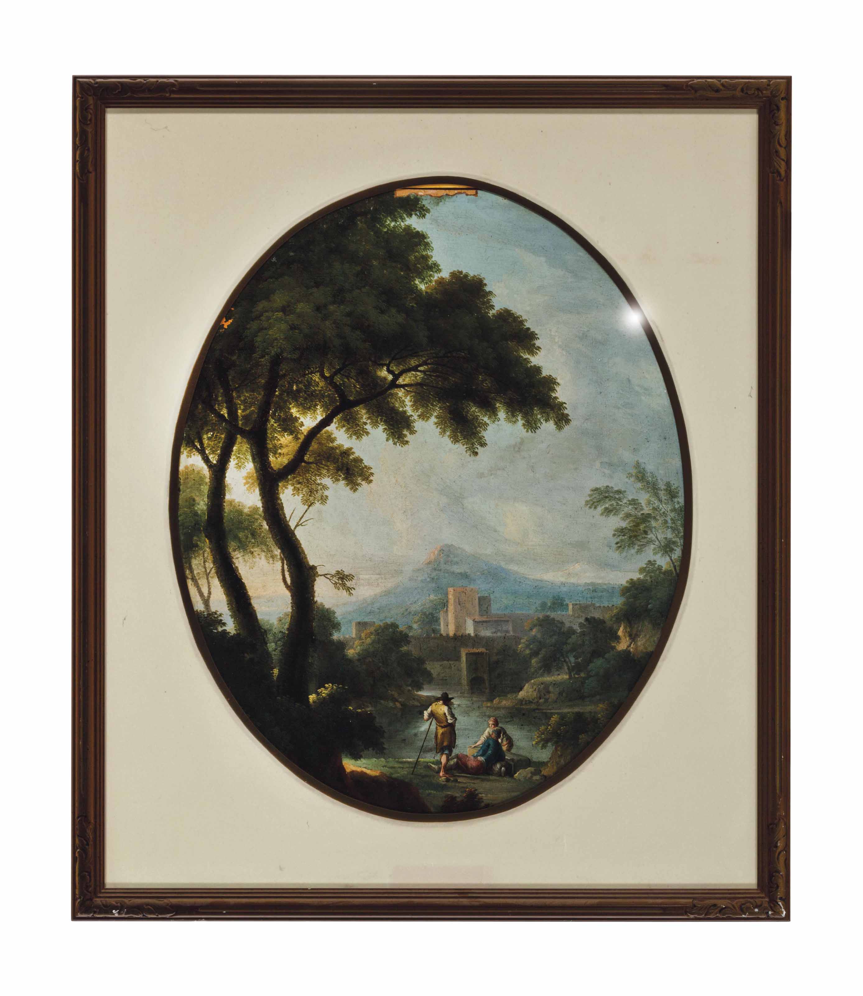 A PAIR OF LOUIS XV STYLE FRAMED WALL PANELS IN GILTWOOD FRAMES, A PAIR OF LOUIS XV STYLE FRAMED WALL PANELS IN GILTWOOD FRAMES,