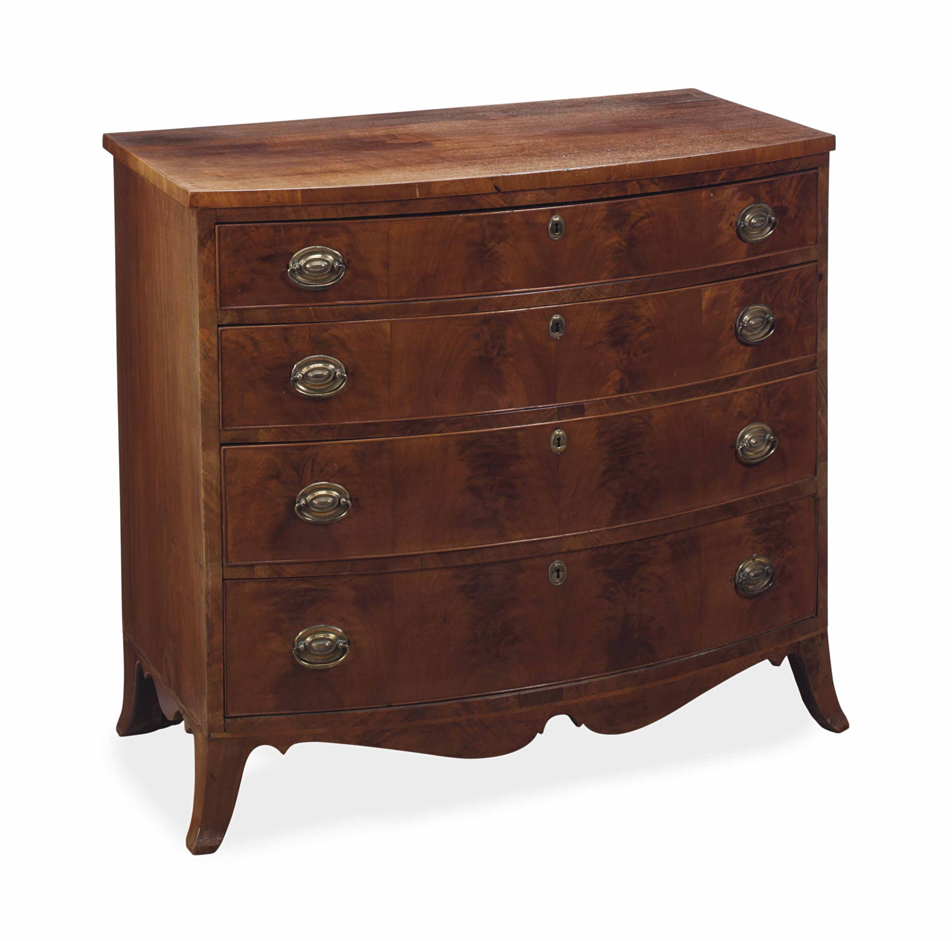 A FEDERAL MAHOGANY BOW FRONT CHEST OF DRAWERS, , MIDATLANTIC STATES, 18001820 Christie's