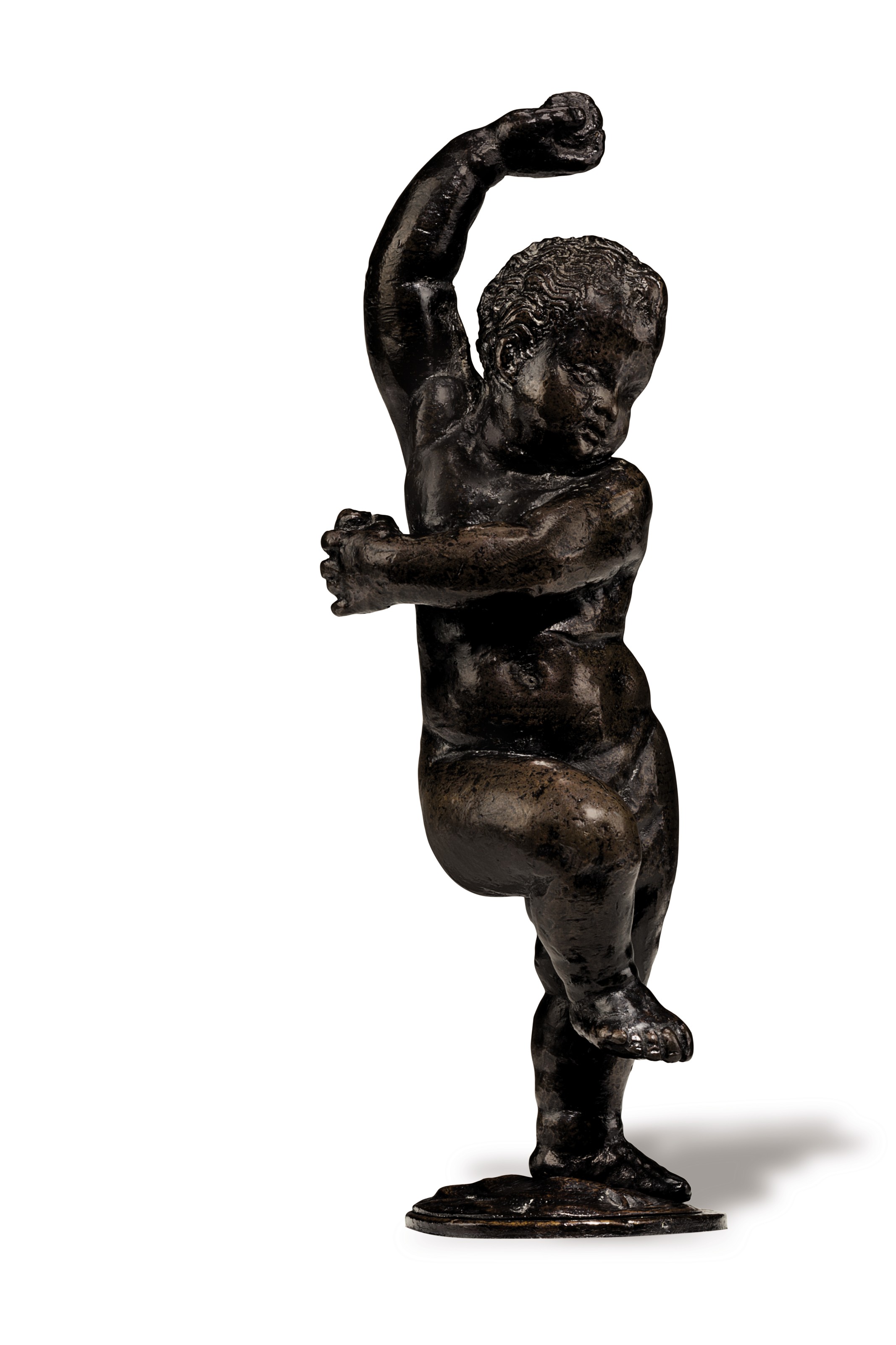 A BRONZE FIGURE OF A DANCING PUTTO