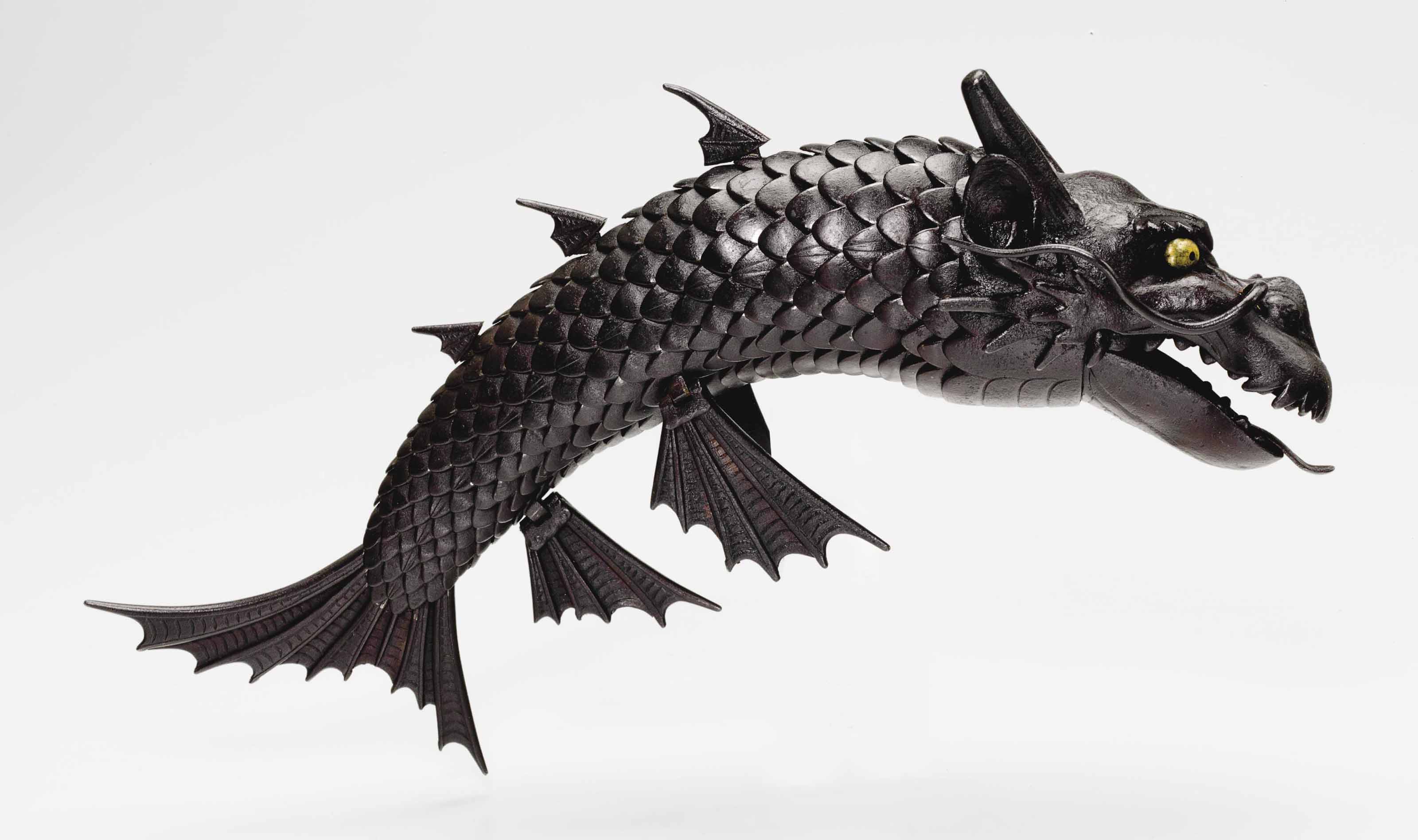 An iron articulated model of a dragon fish , EDO PERIOD (18TH 19TH