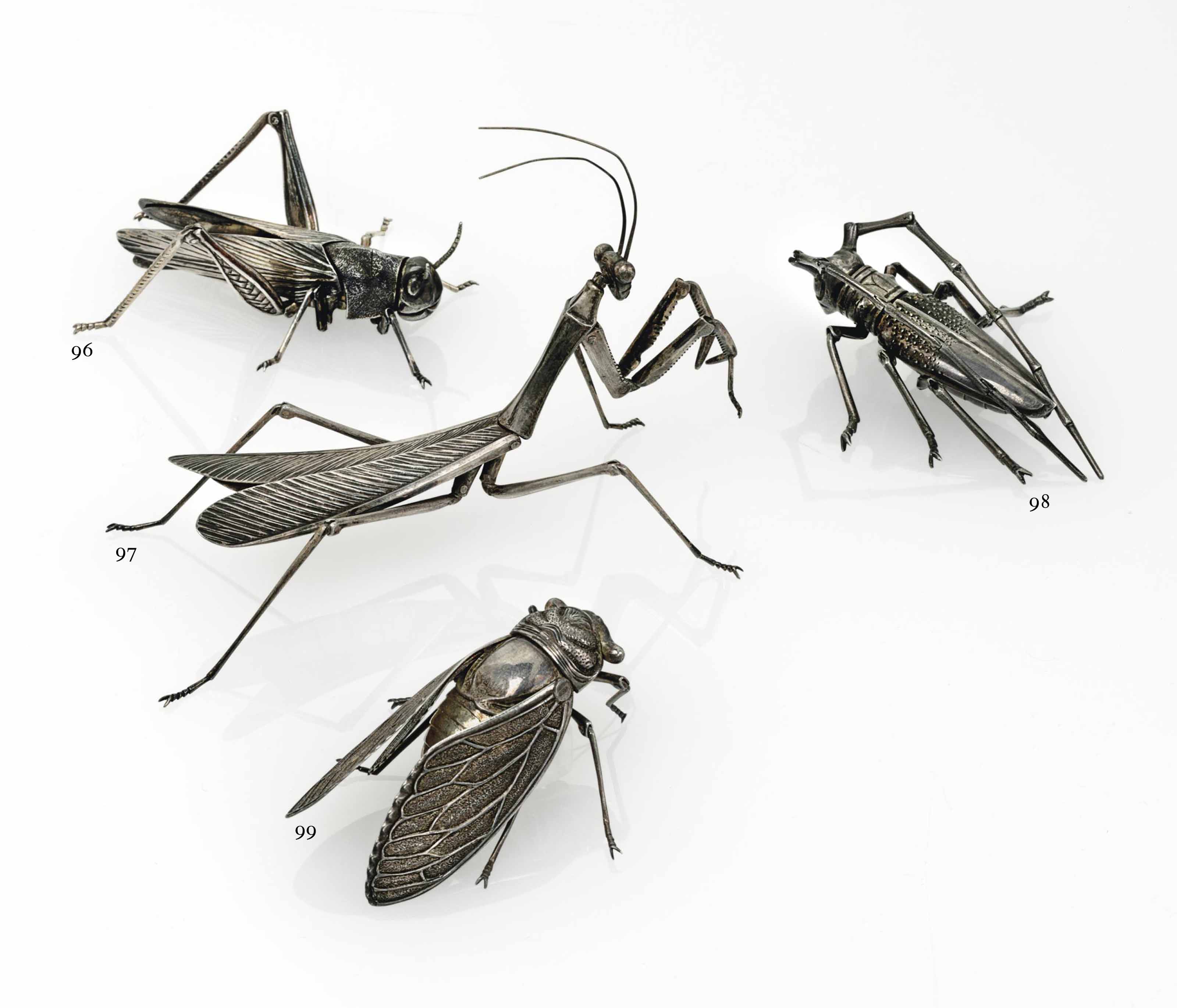 A Silver Articulated Model Of A Grasshopper
