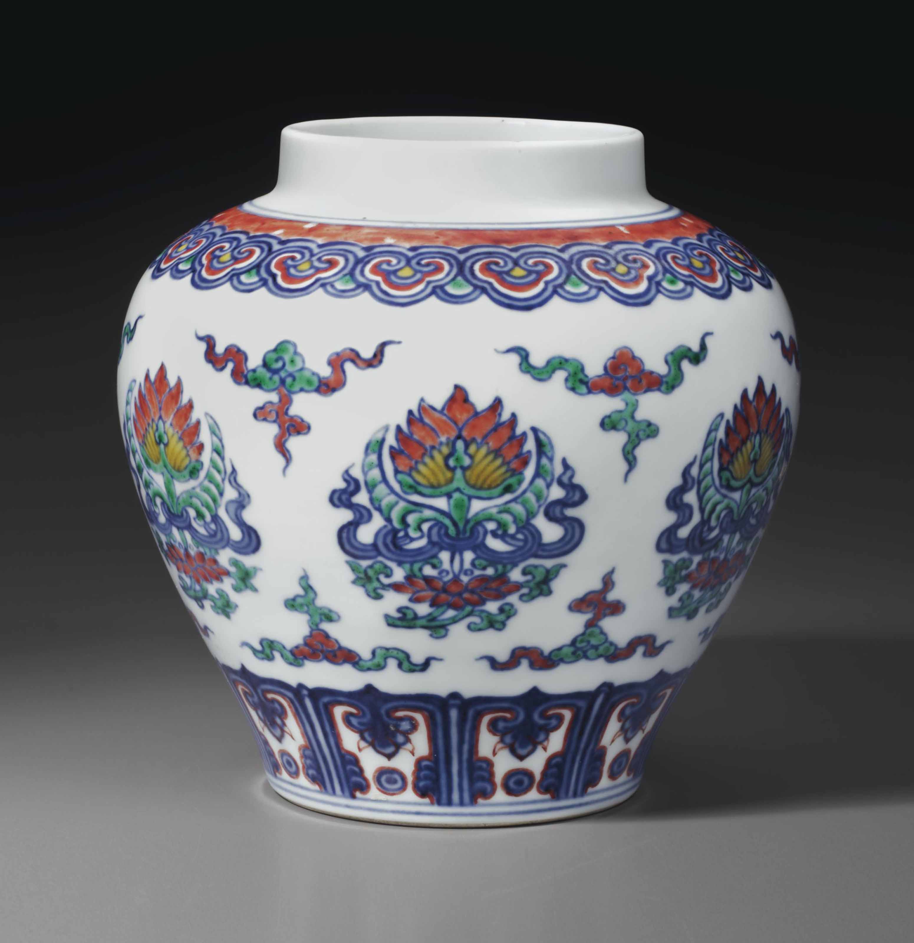 A RARE MINGSTYLE DOUCAI 'LOTUS' JAR , 18TH CENTURY Christie's