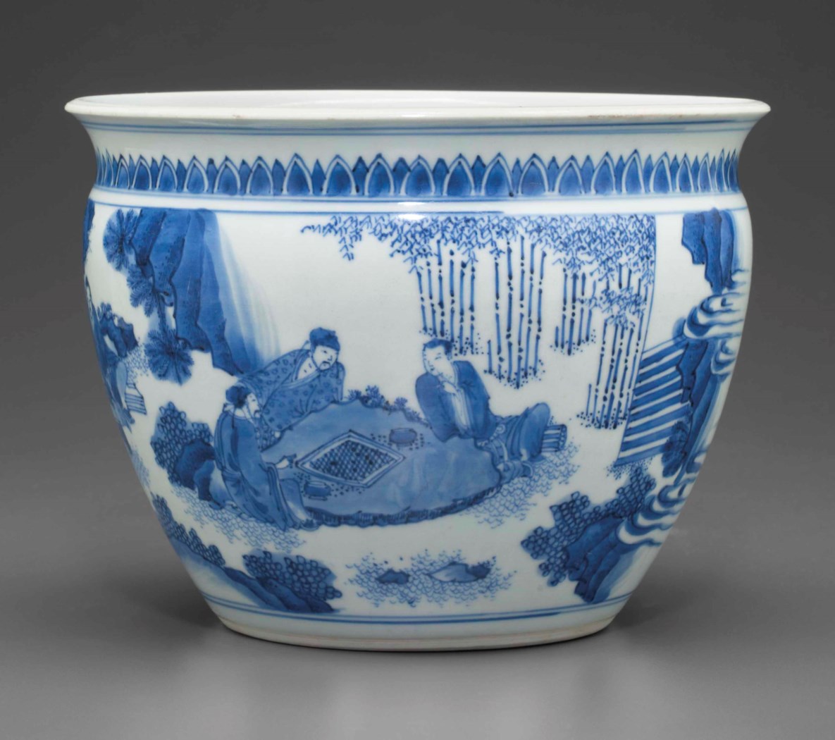 A BLUE AND WHITE JARDINIÈRE