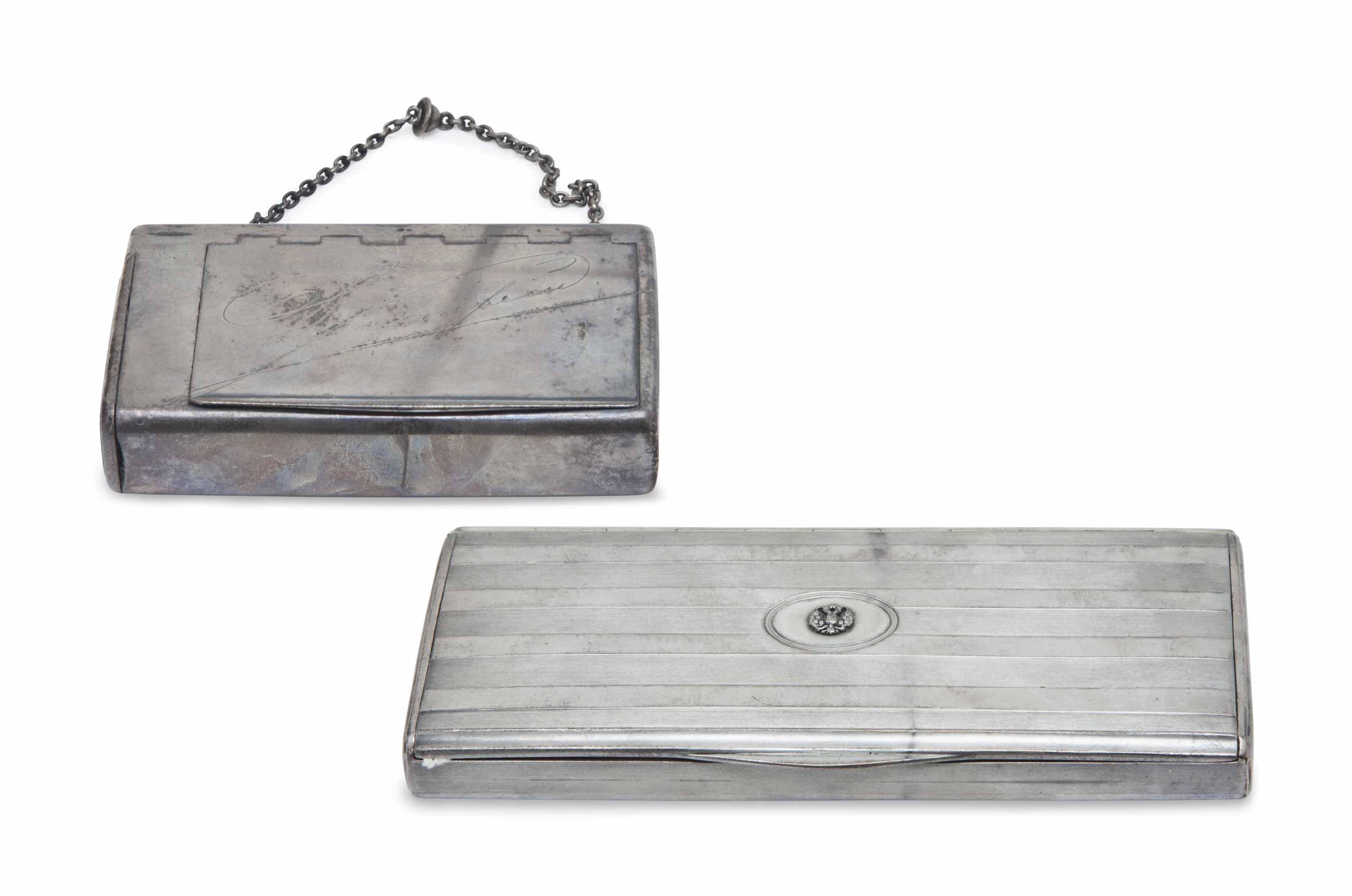 A RUSSIAN SILVER CIGARETTE CASE, , MARK OF SAZIKOV WITH THE IMPERIAL