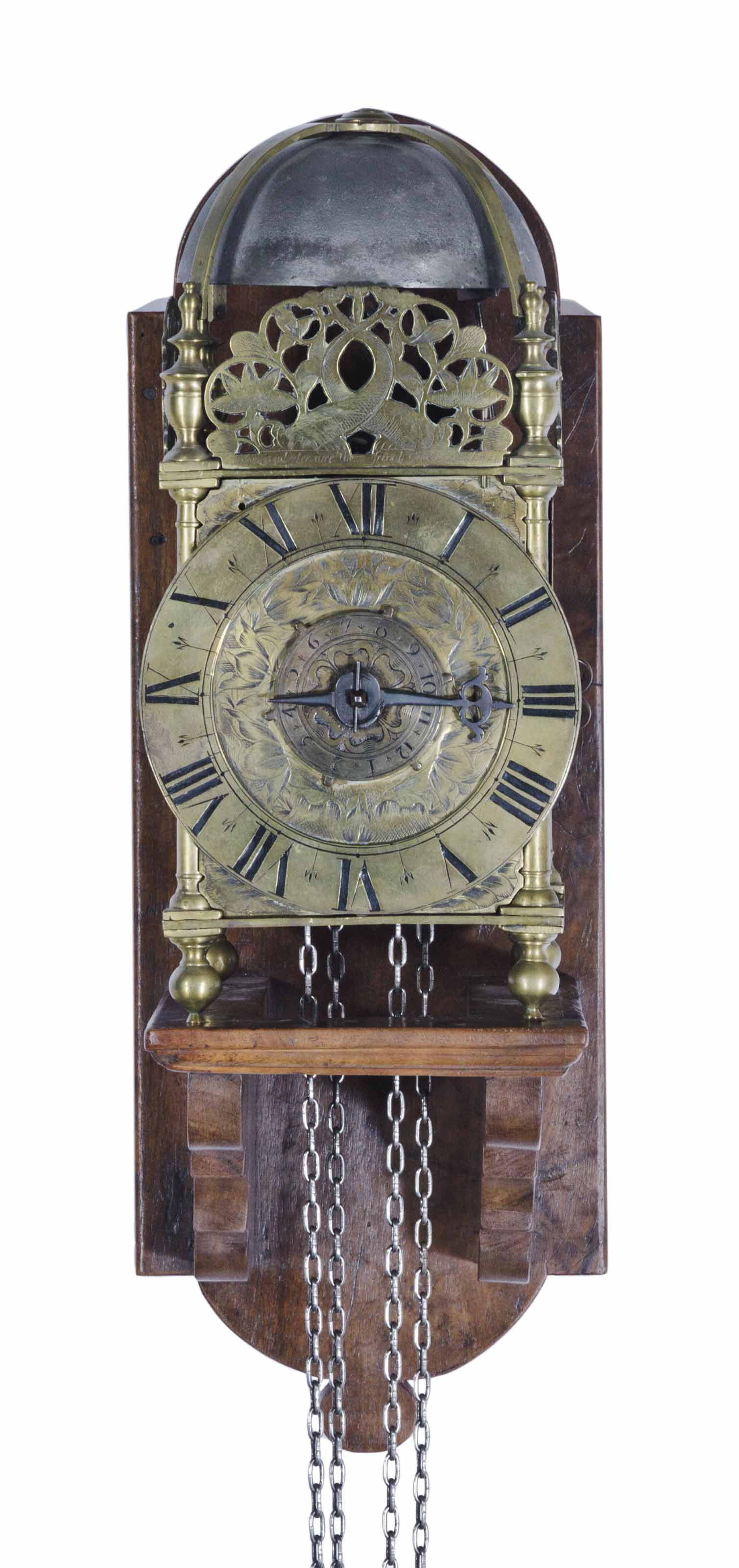 AN ENGLISH BRASS LANTERN CLOCK,
