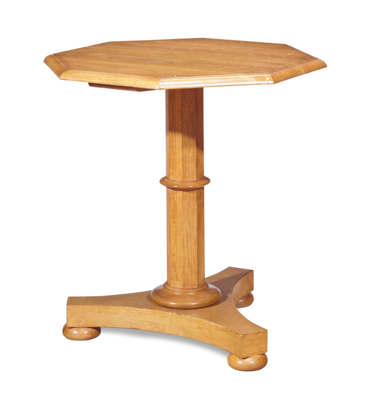 AN OAK OCTAGONAL PEDESTAL TABLE,