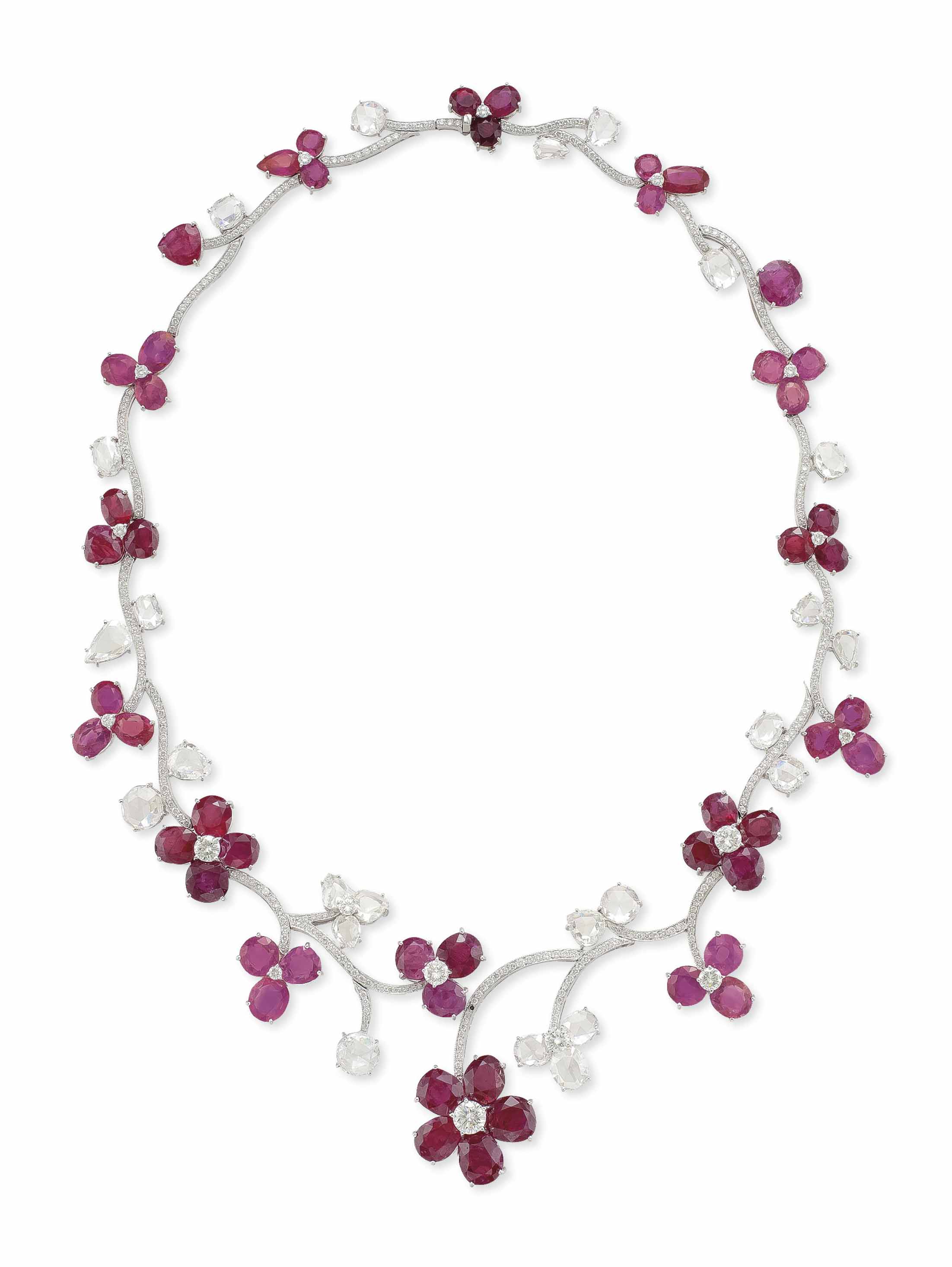 Ruby flower deals necklace