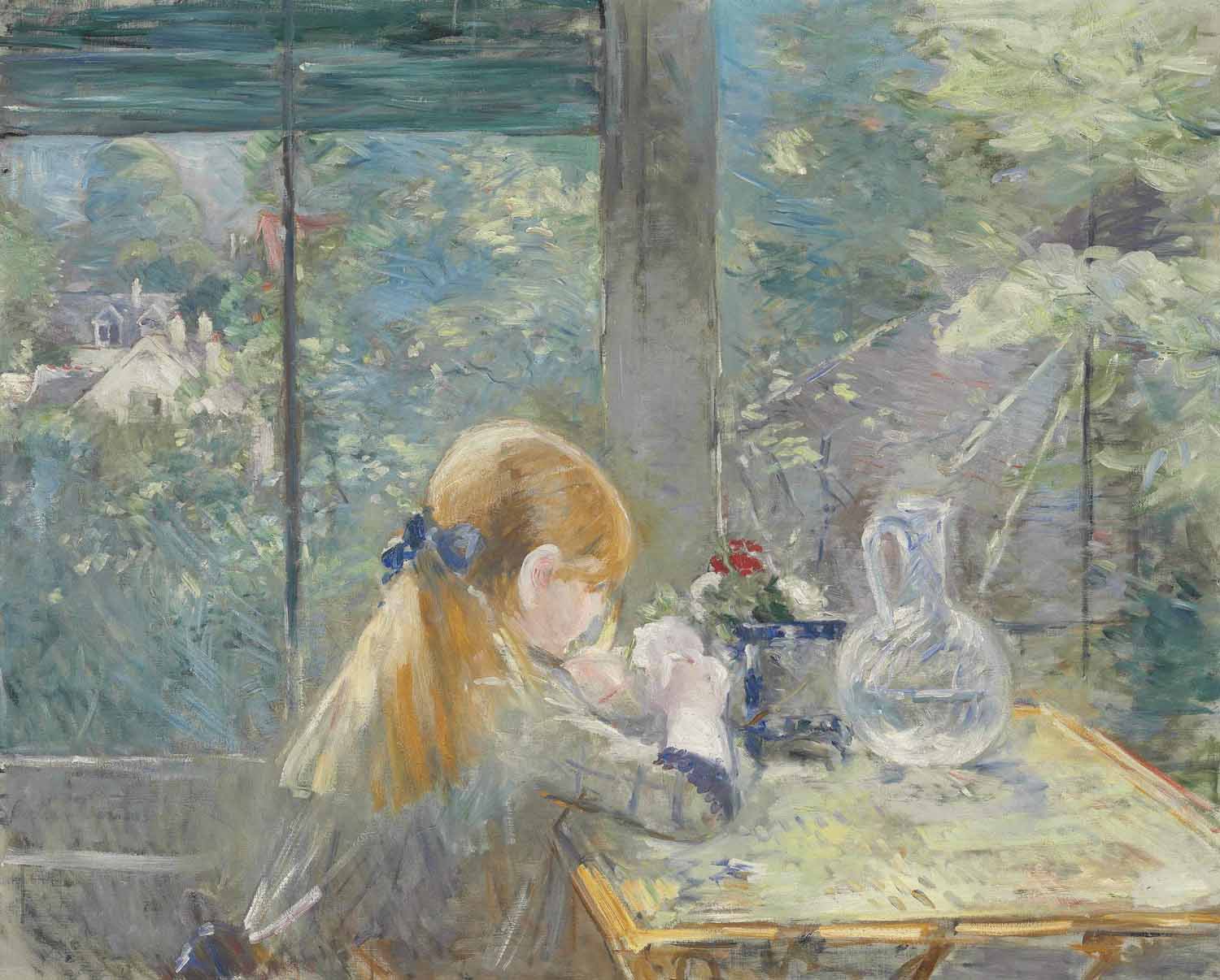 Berthe Morisot (1841-1895), Dans la v&eacute;randa, 1884. Oil on canvas. 32 x 39&frac12; in. (81.2 x 100.2 cm). Sold for $2,517,000 on 14 May 2015 at Christie&rsquo;s in New York