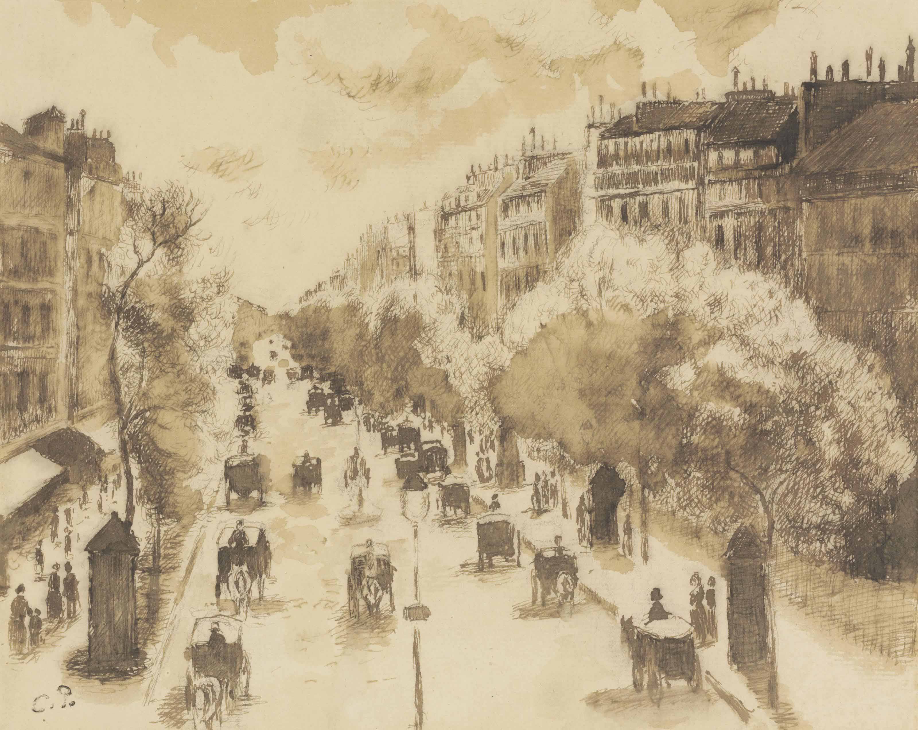 Fiacres sur le Boulevard Montmartre
