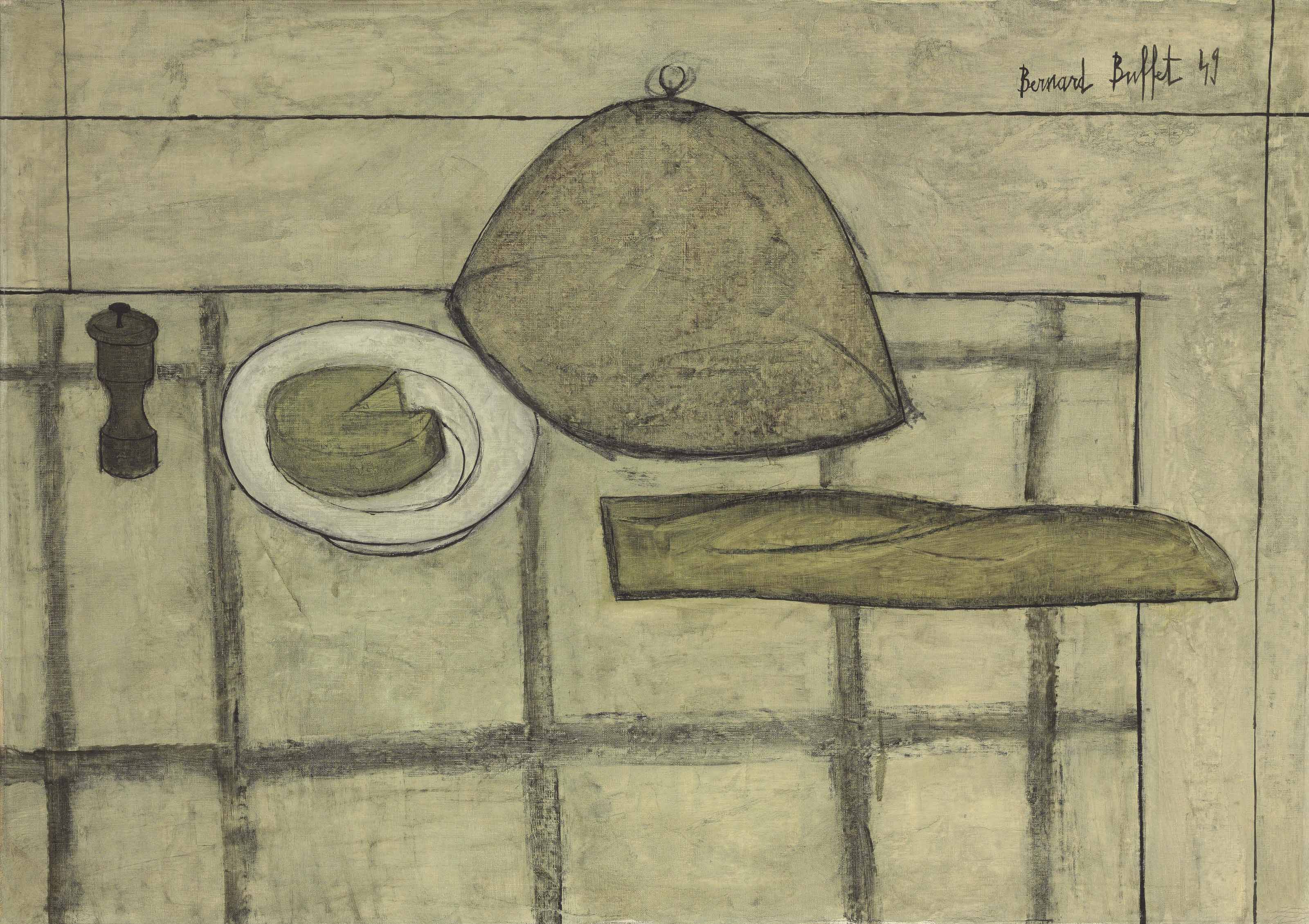 ベルナール・ビュッフェ、「Nature morte au pain」 ベルナール・ビュッフェ、「Nature morte au pain」